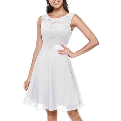 B.X Abendkleid Damen Cocktailkleid Spitze ärmellos V-Ausschnitt hinten Hepburn skirt Straffen Sie die Taille einfarbig Abendkleider elegant wedding dress