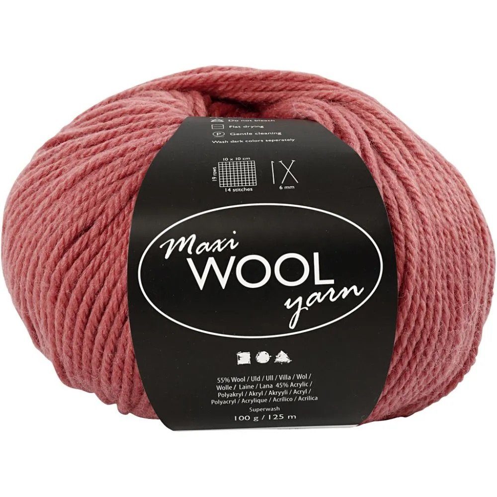 Creotime Dekofigur Wolle Maxi WOOL yarn, L: 125 m, 100 g/ 1 Knäuel altrosa