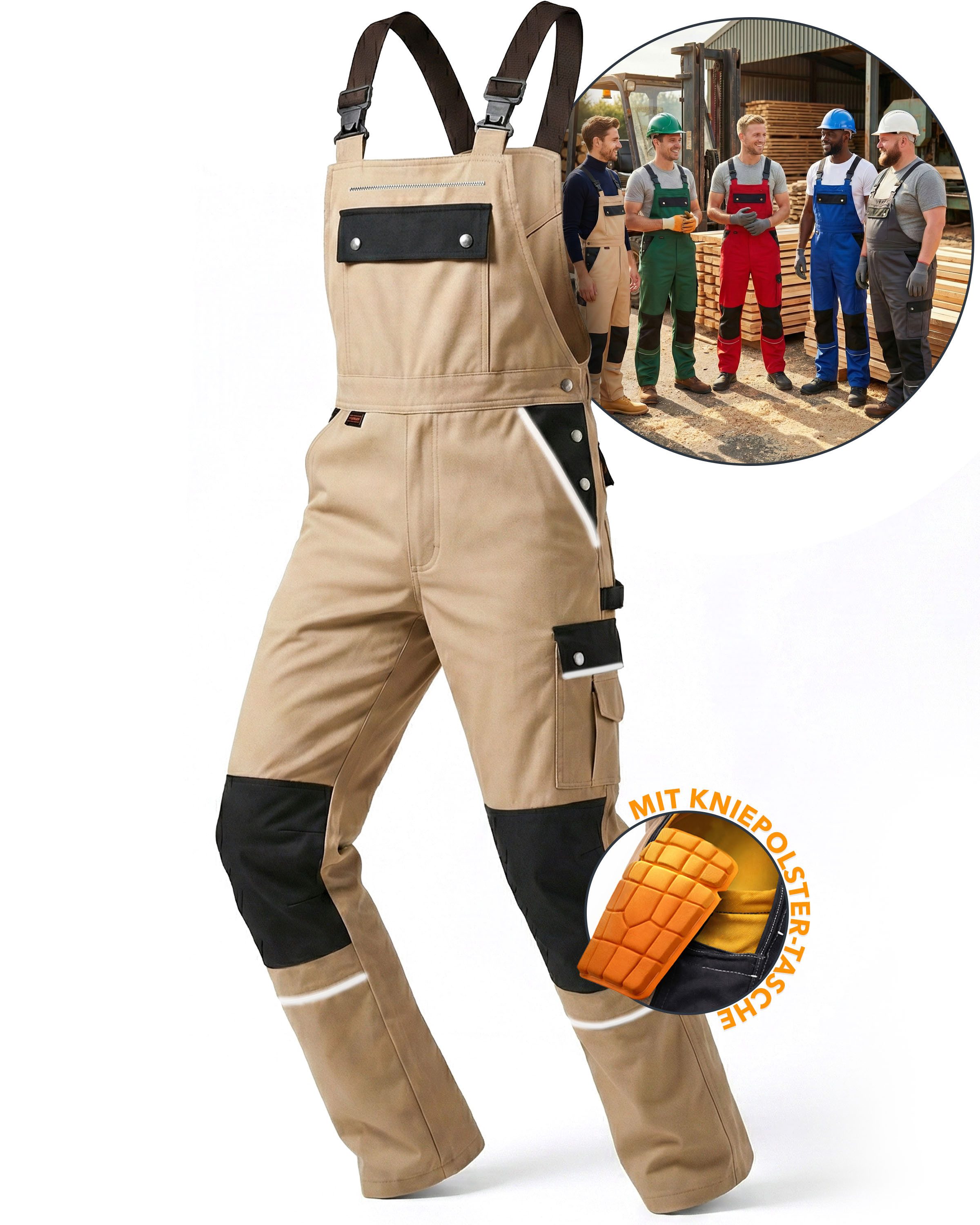 TMG International Arbeitslatzhose Latzhose Arbeitshose Cargohose Overall Blaumann