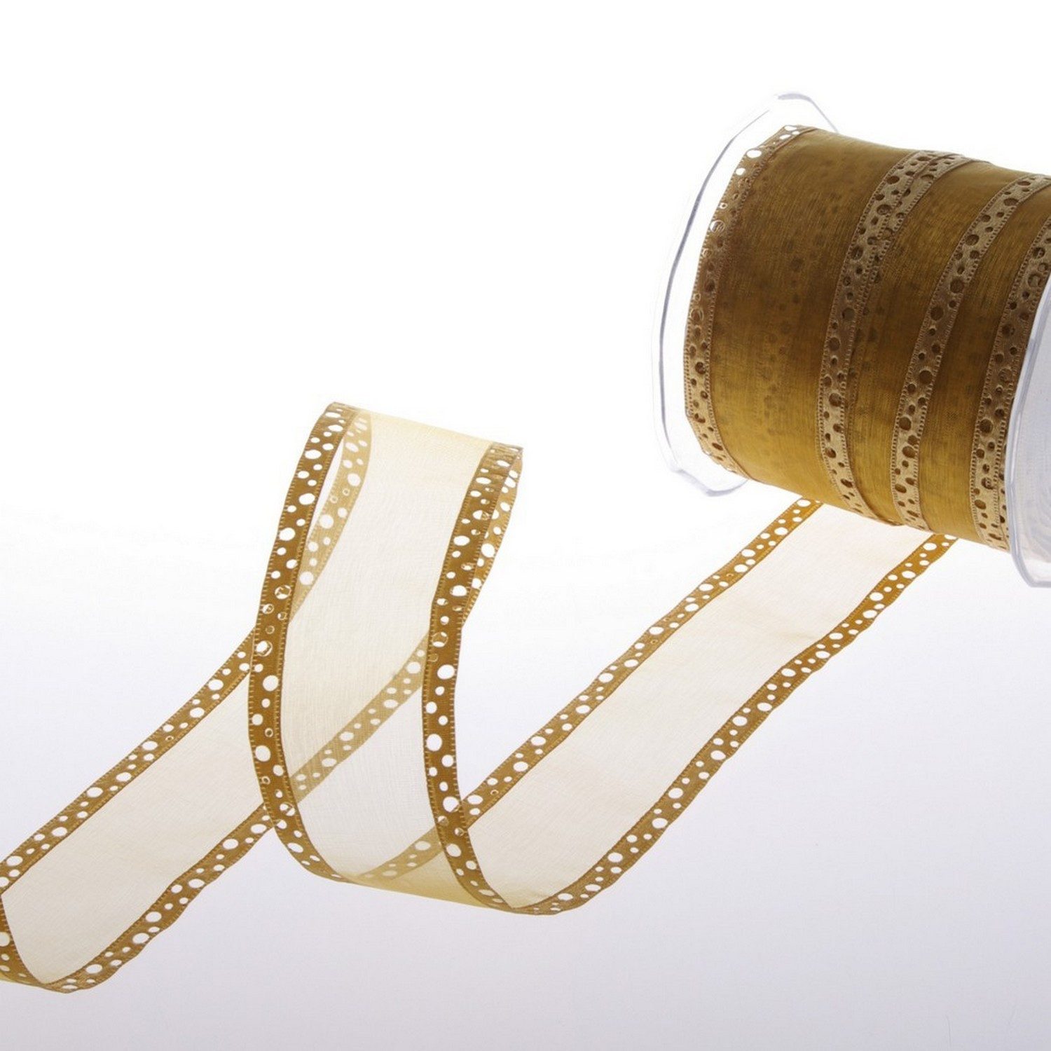 Deko AS Dekoband Organzaband mit Satinlochkante gold - 40 mm Breite auf 20 m Rol