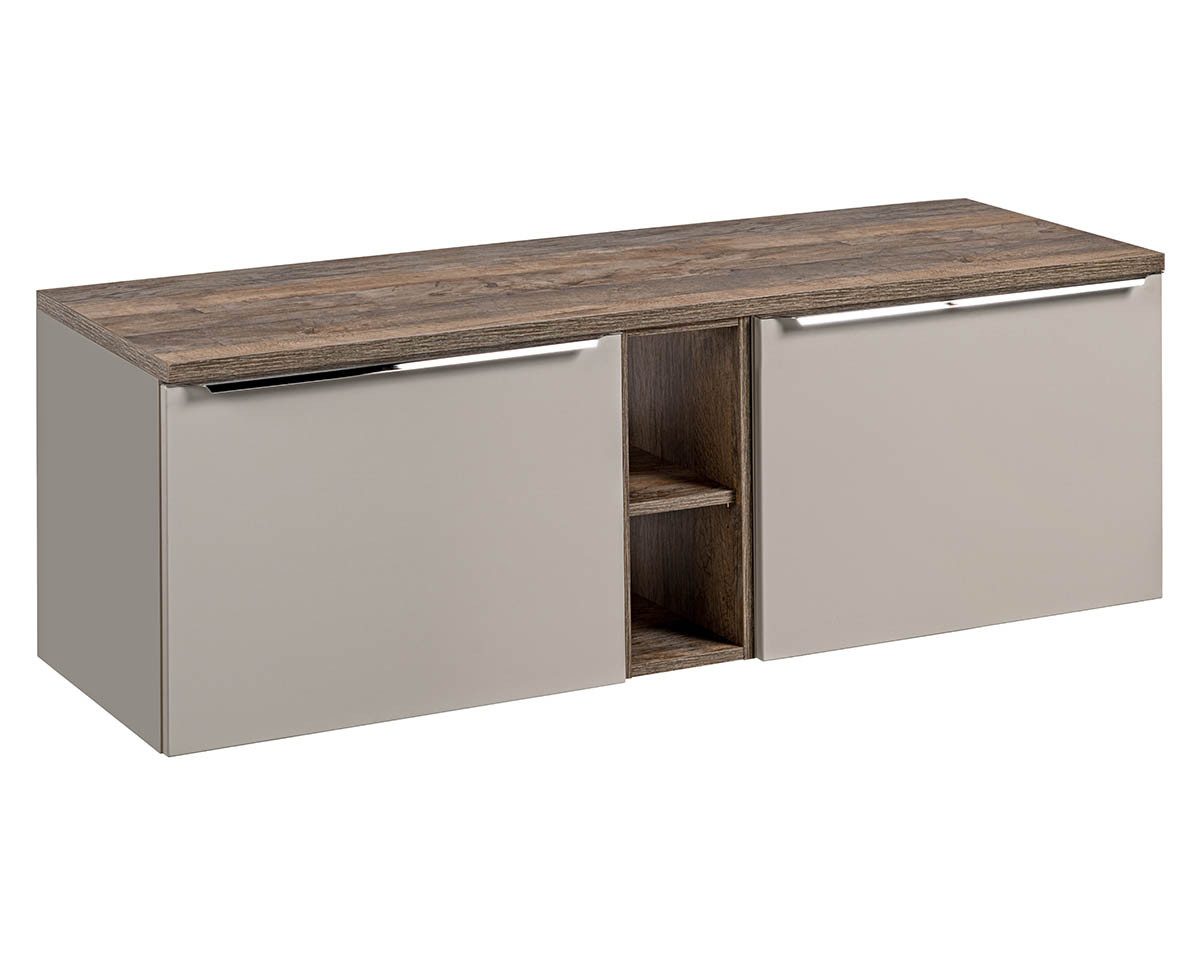 einfachgutemoebel Waschtisch-Set Badezimmer Doppel-Waschplatz TRUFFEAU 140cm Unterbau, Trüffel-Eiche, (Badmöbel Set, 1-St., Waschtisch Unterschrank)