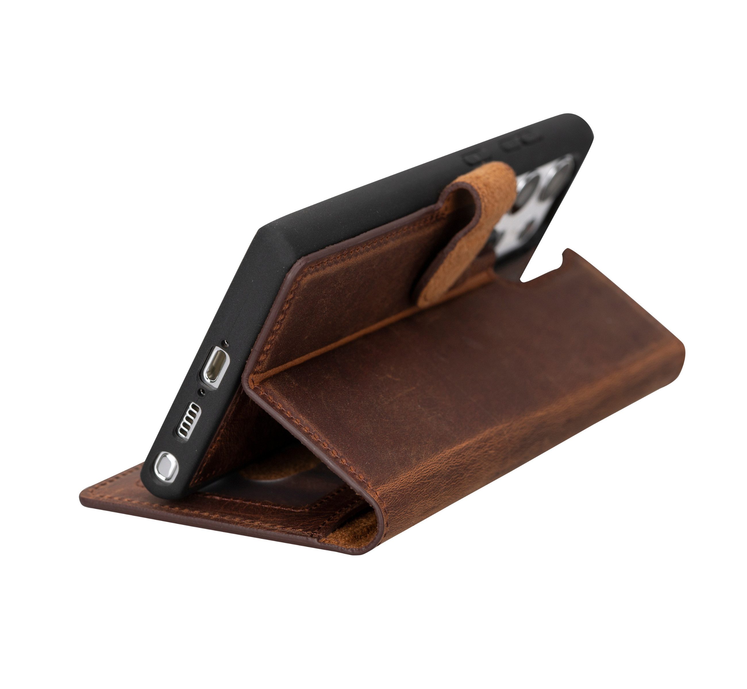 Renna Leather Handyhülle für Samsung S25 Ultra / Plus Echtes Leder abnehmbar Klapphülle