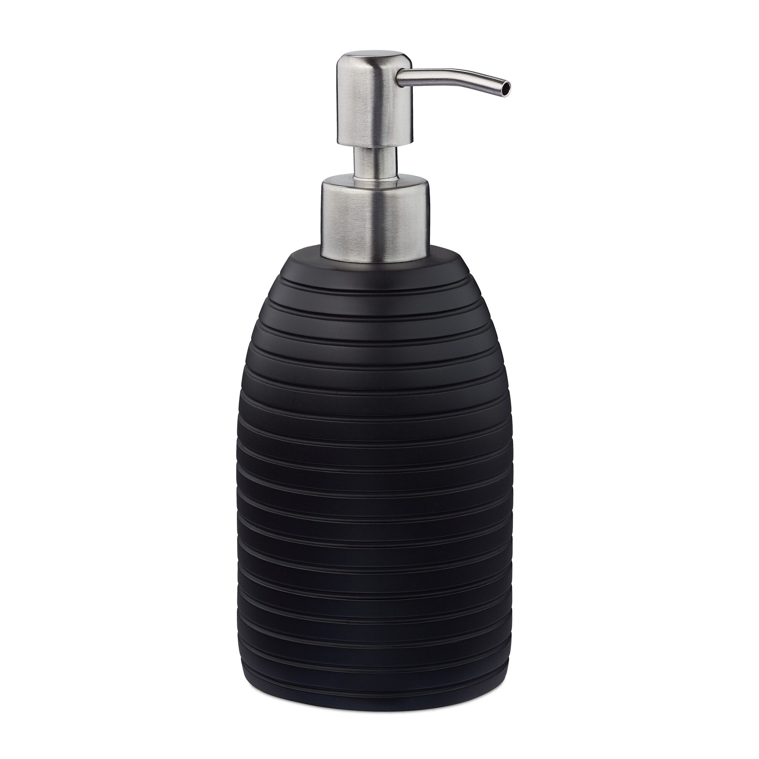relaxdays Seifenspender Edelstahlpumpe Rillen, (1-tlg), schwarz von RELAXDAYS