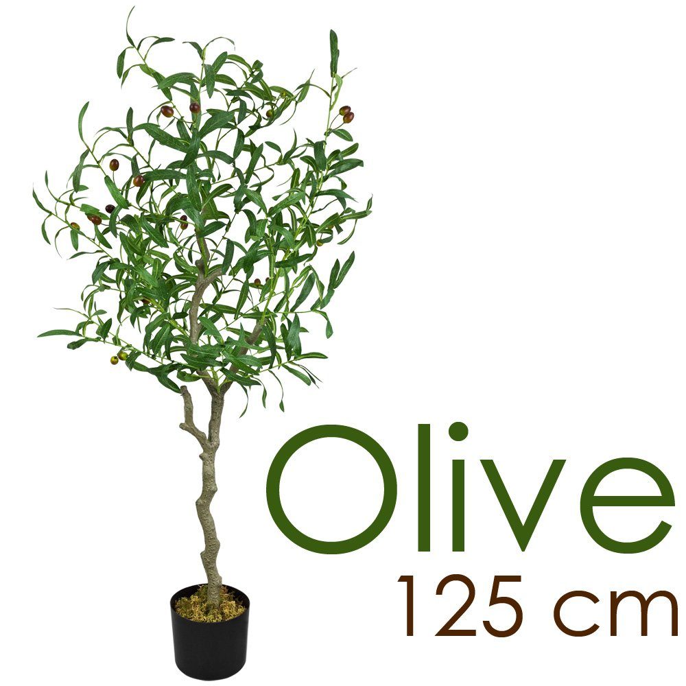 Kunstbaum Olive Olivenbaum Kunstbaum Künstliche Pflanze Kunstpflanze 125 cm, Decovego