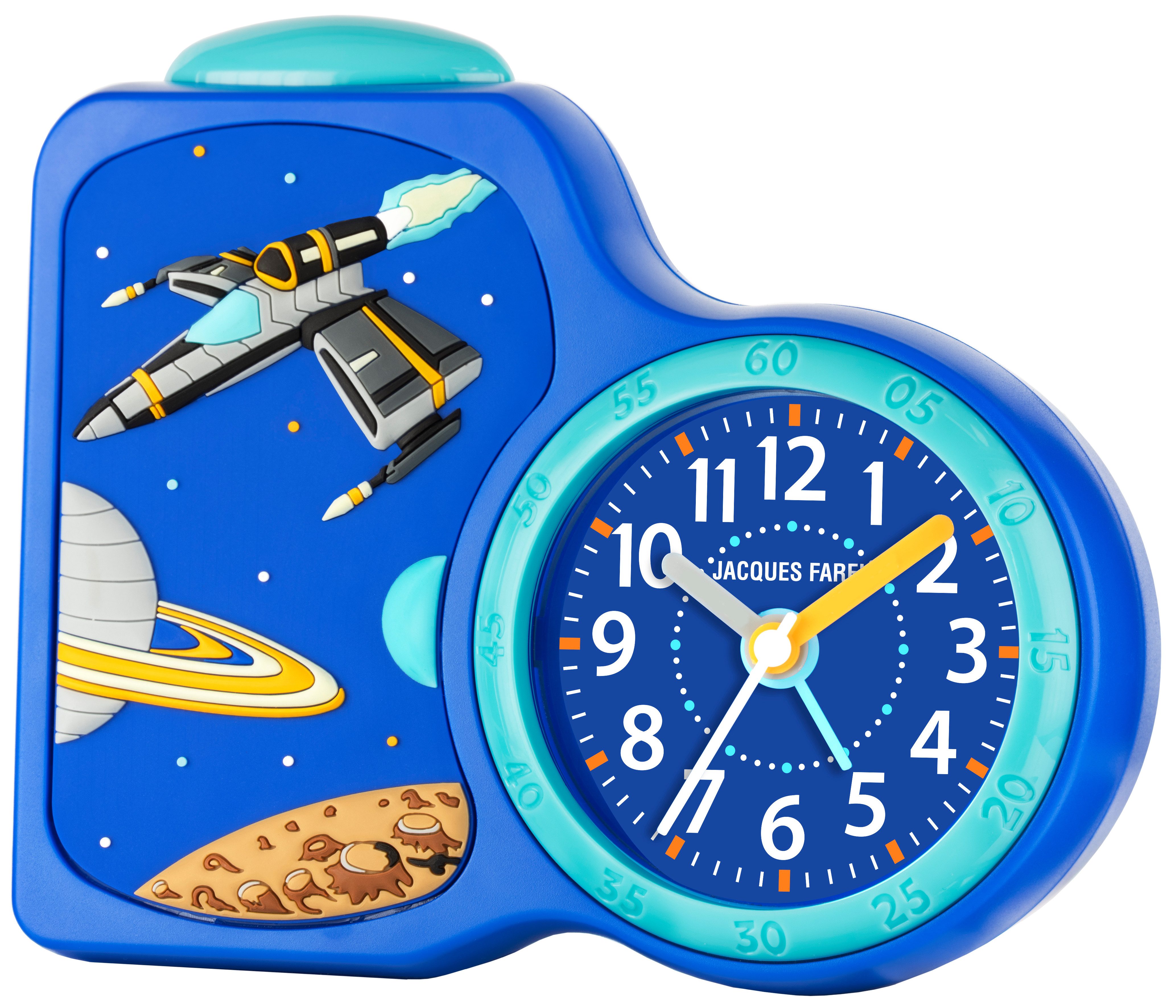 Jacques Farel Kinderwecker ACB 3D-Motiv fließende Sekunde Snooze Licht Geschenkidee 15x13 cm