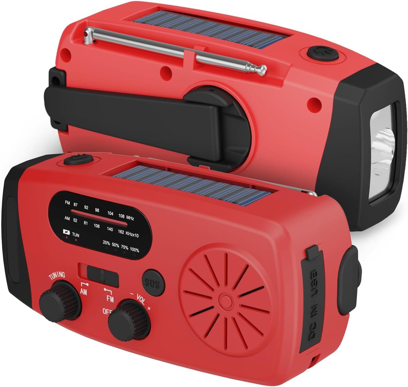 fontastic Notfallradio Solar & Dynamo Kurbelradio AM/FM/WB mit Taschenlampe Notfallradio (AM/FM/WB Digital Radio, Notfallradio, Kurbelradio, Solar Radio, Blackout Vorsorge, Camping)