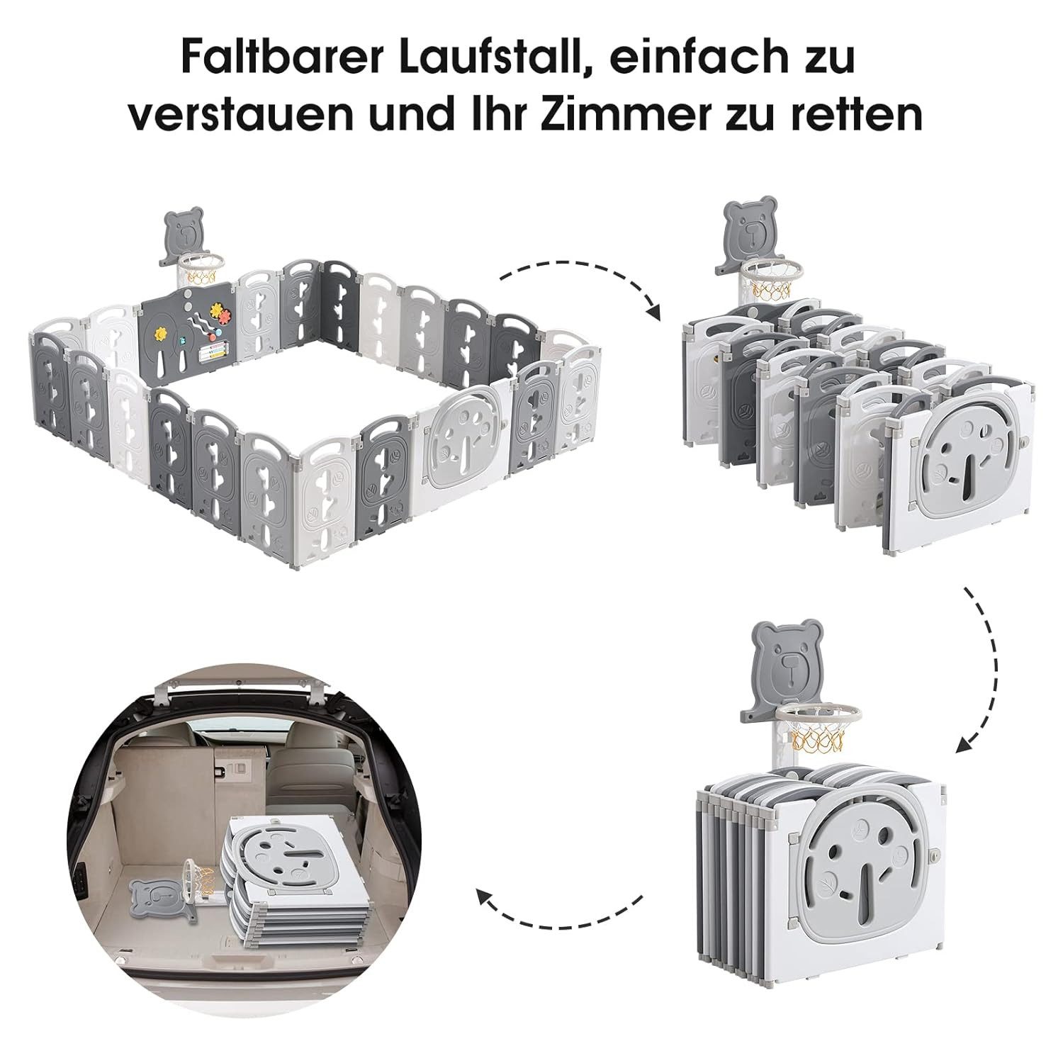 NAIMP Laufstall Faltbar Laufgitter Baby Mit günstig online kaufen