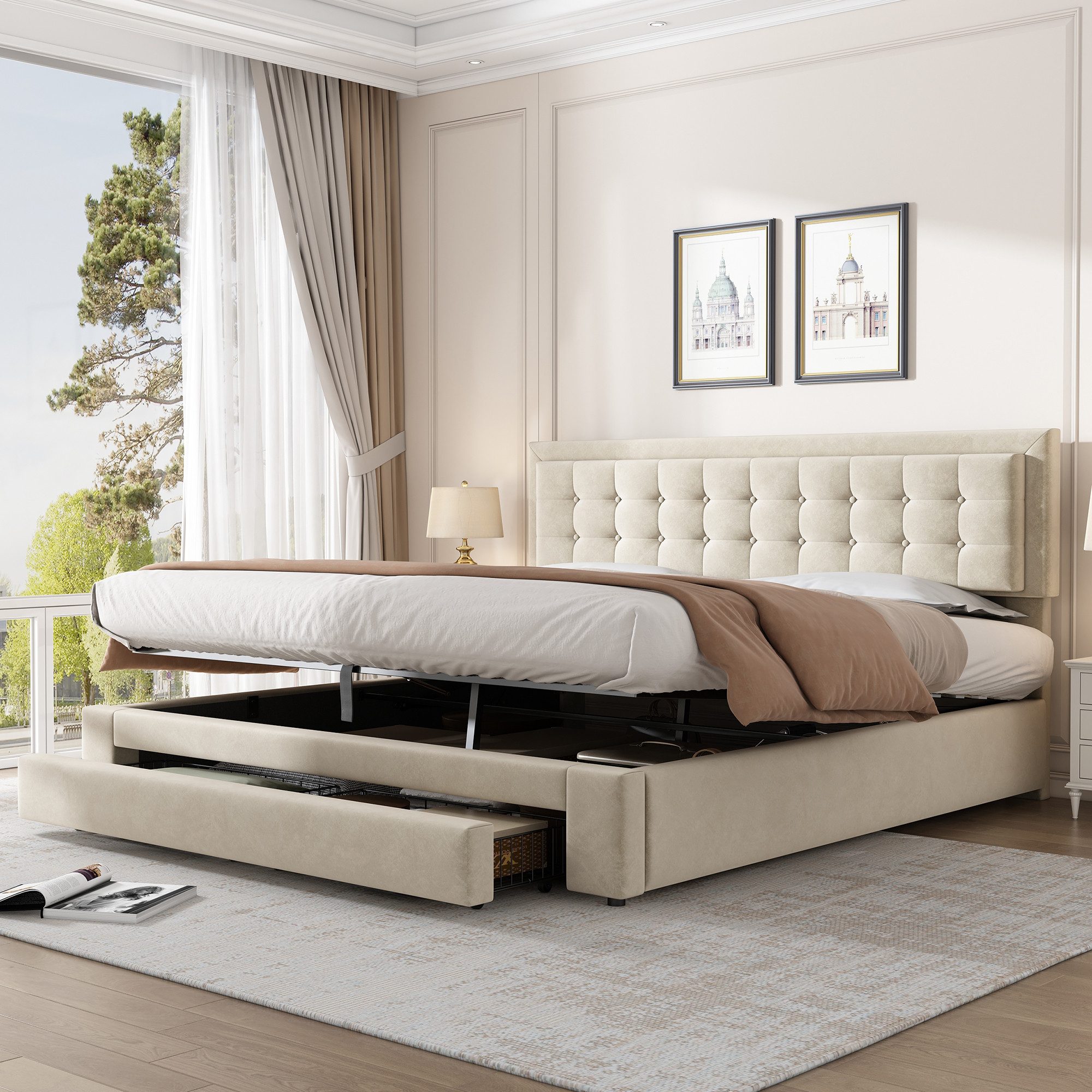 STILVORA Polsterbett 180x200 Doppelbett mit Stauraum&Lattenrost,Bettgestell günstig online kaufen