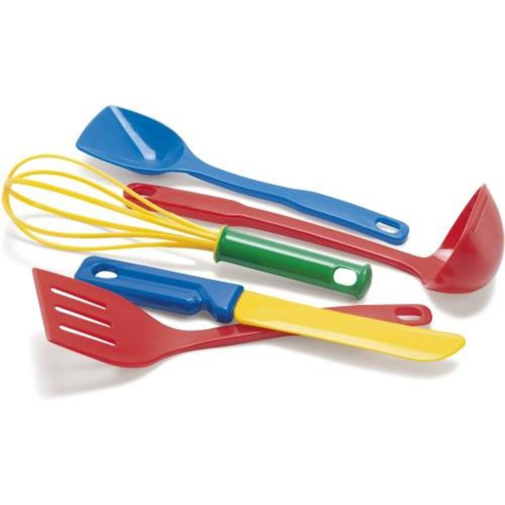 dantoy Spiel-Kochgeschirr Küchenzubehör, Set, 5 teilig, mit Schneebesen, Kelle, Pfannenwender, für Spielküche