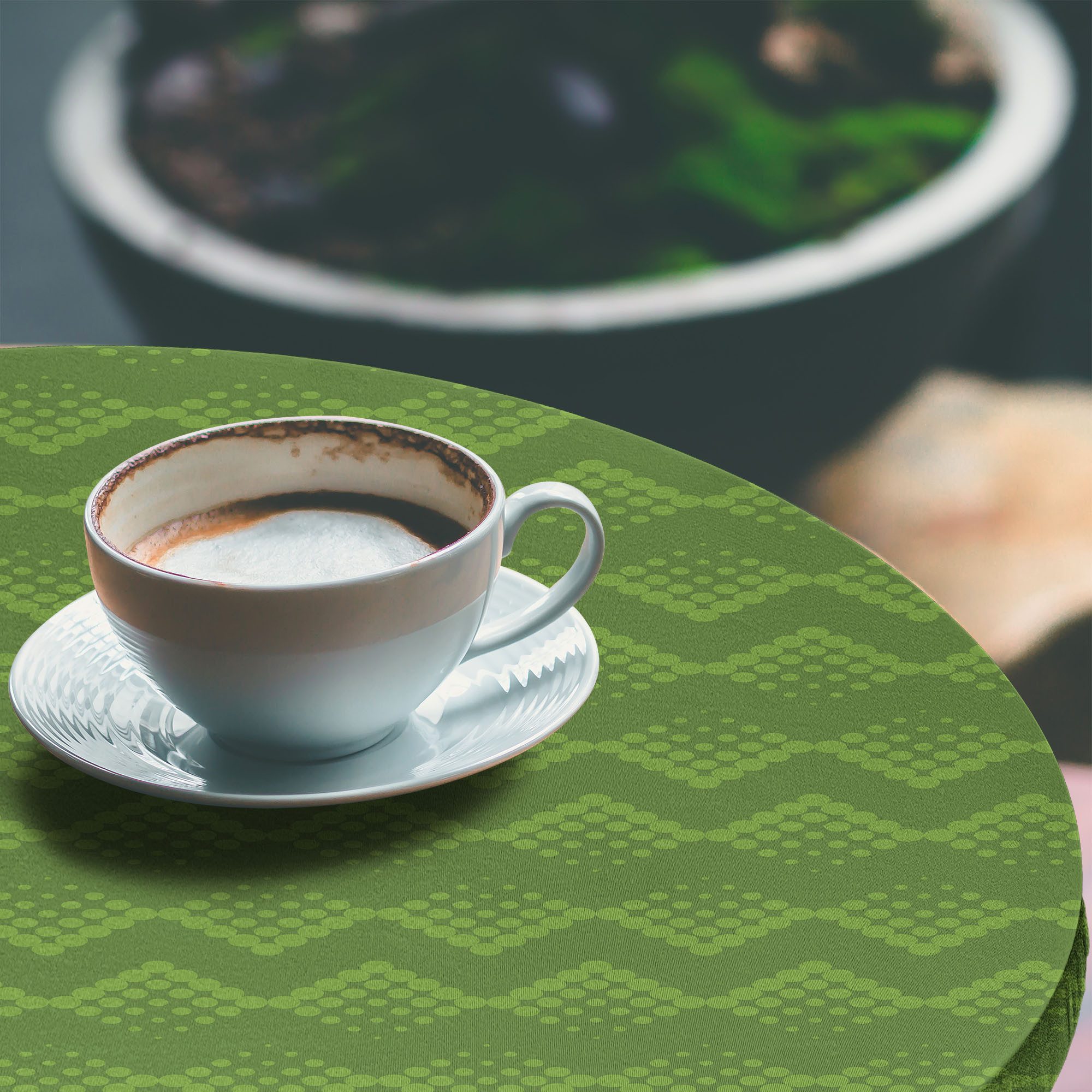 Abakuhaus Tischdecke Rundum-elastische Stofftischdecke, Abstrakt Monotone Big Kleine Kreise