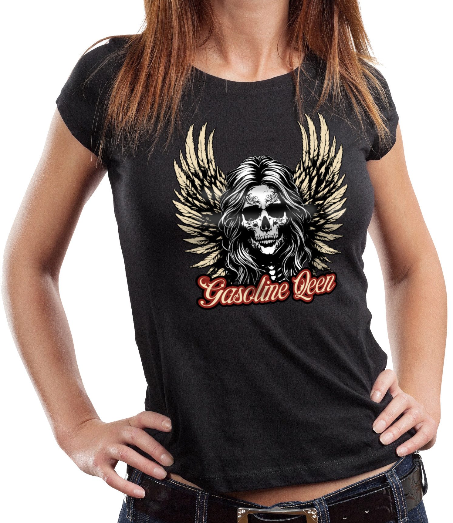 GASOLINE BANDIT® T-Shirt Damen Lady Biker Motorrad Shirt: Gasoline Queen