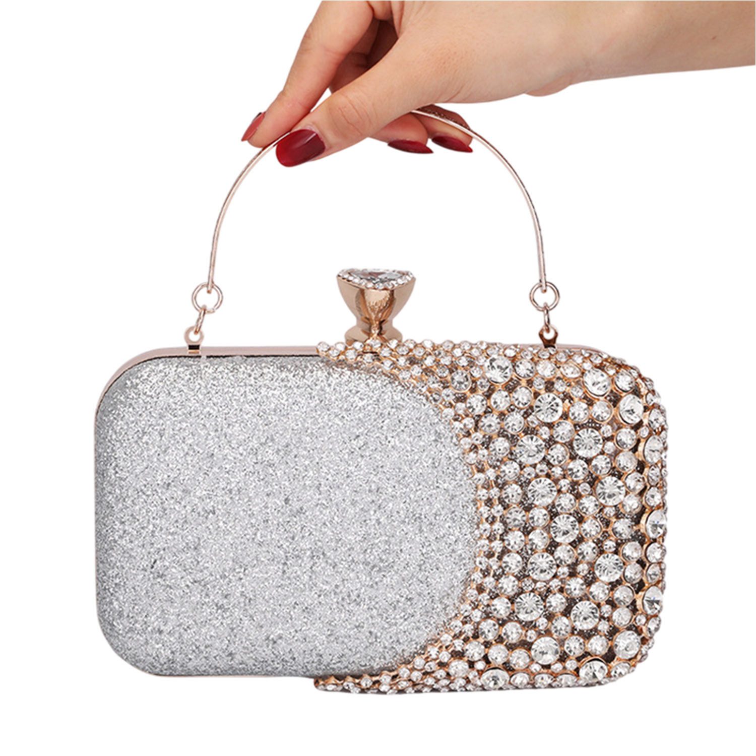 Abendtasche Clutch Damen Kettentasche Glitzer Abendtasche