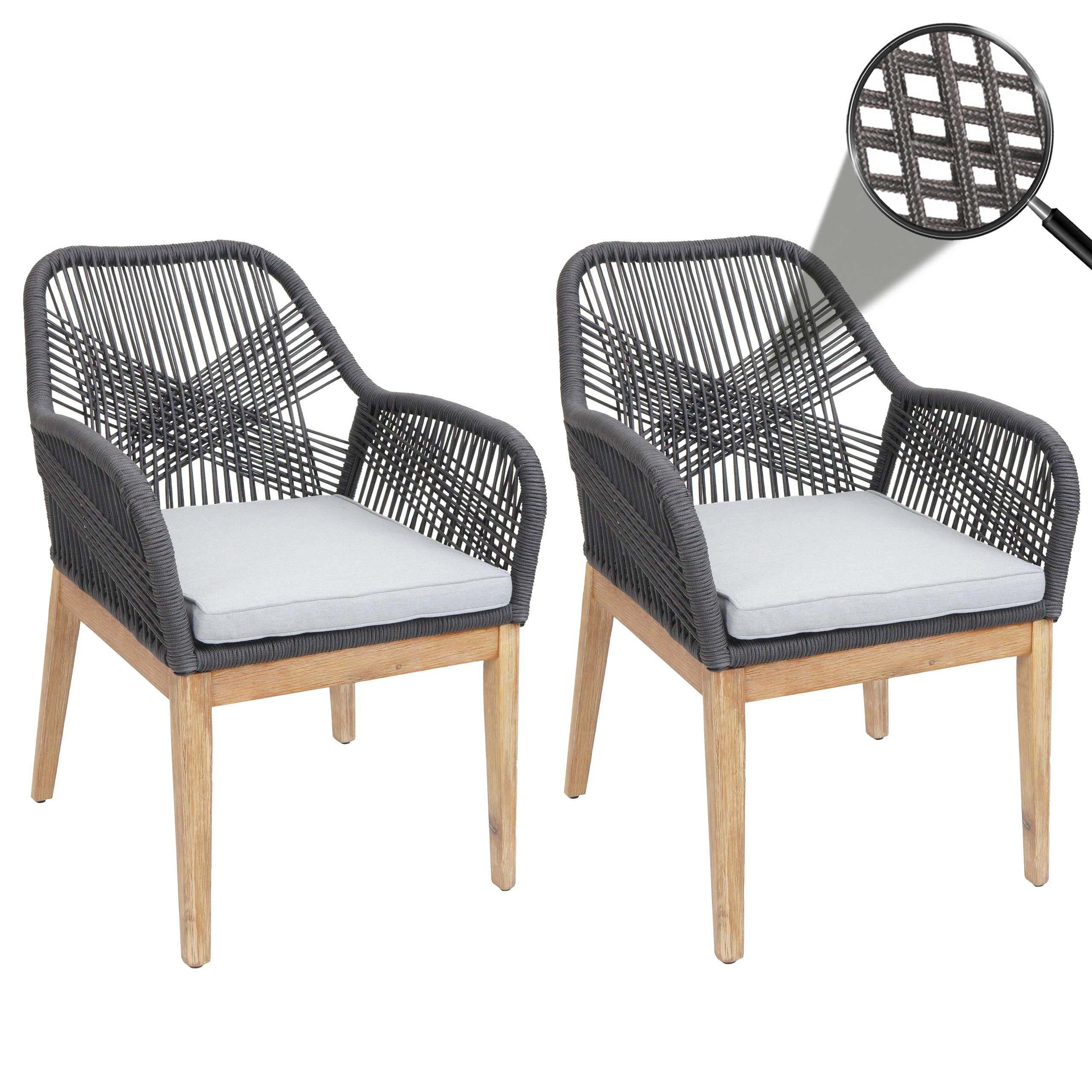 MCW Gartenstuhl MCW-H56b-2xS (Set, 2 St), Inklusive Sitzkissen, Hohe Stoffqualität 230g/m²