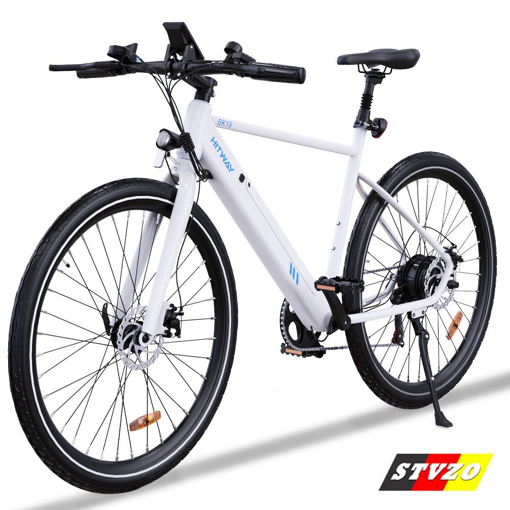HITWAY E-Bike 700c, 700c Elektro-Mountainbike 36V 12AH, 7-Gang-Shimano,250W Elektrofahrrad Weiß | E-Bikes