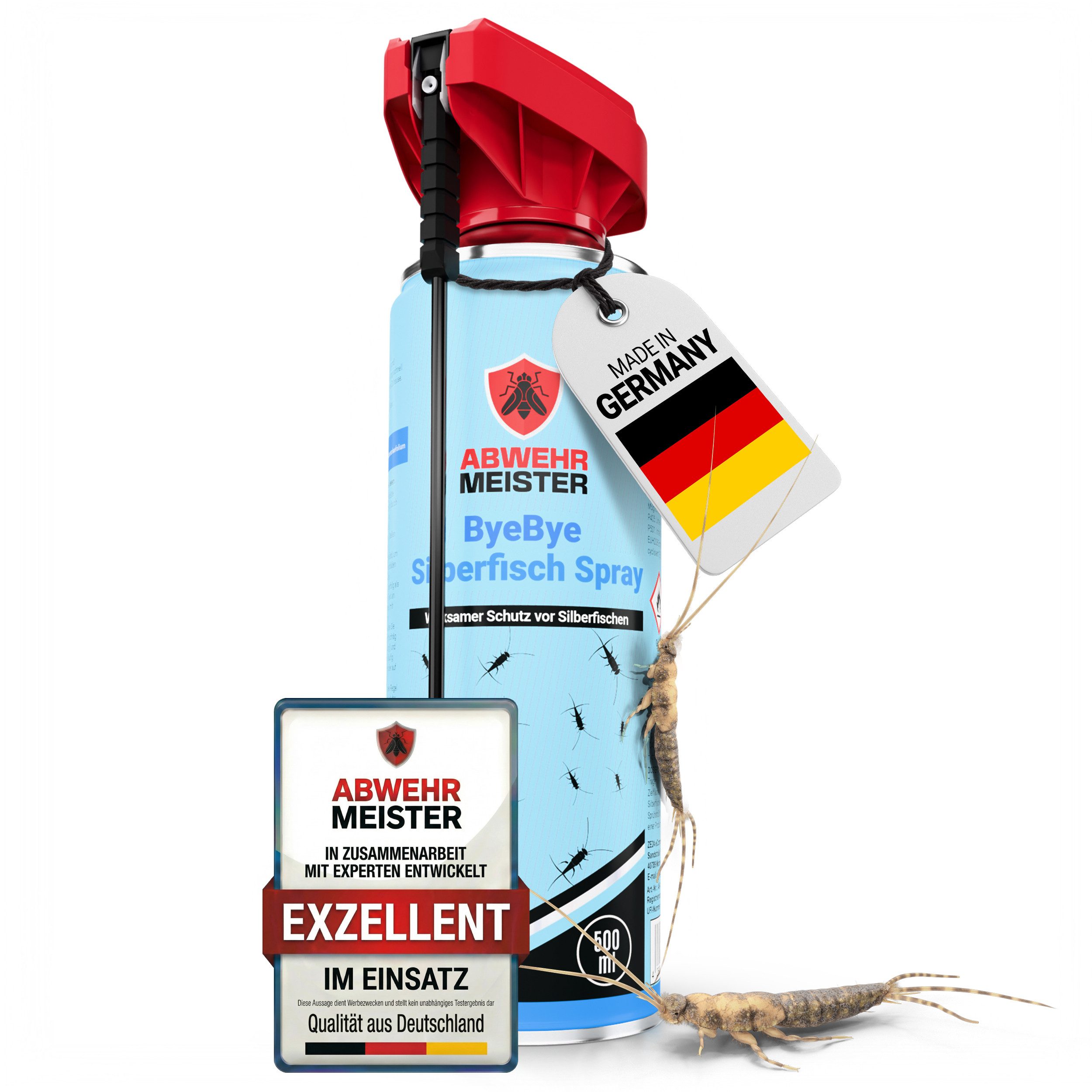 ABWEHR MEISTER Insektenspray ORGINAL ByeBye Silberfisch- Spray [500 ml], 1-St., Präzise Anwendung, dank integrierter Sprühlanze