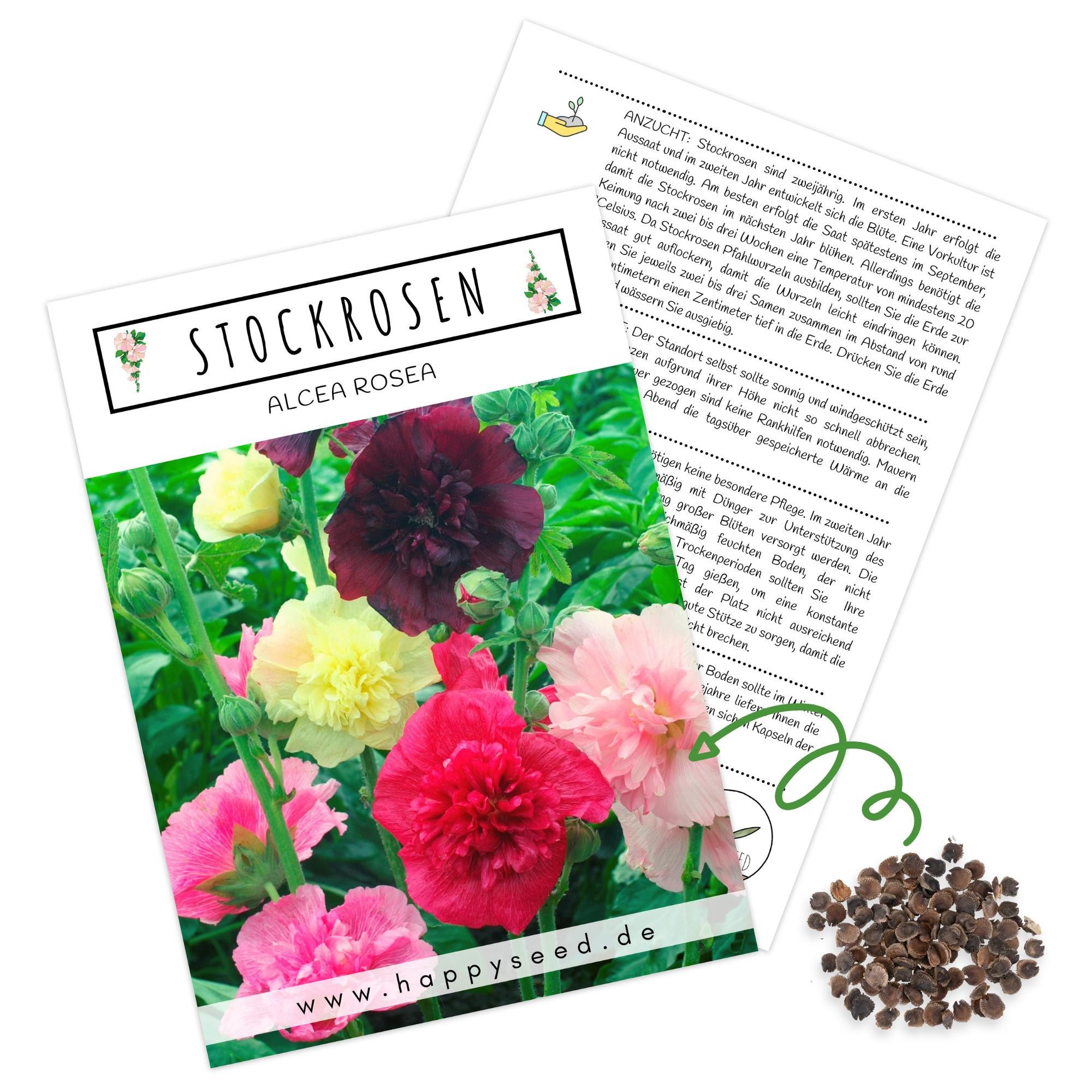 HappySeed Blumensamen Stockrosen Samen - Alcea Rosea (Mix), Rosen günstig online kaufen