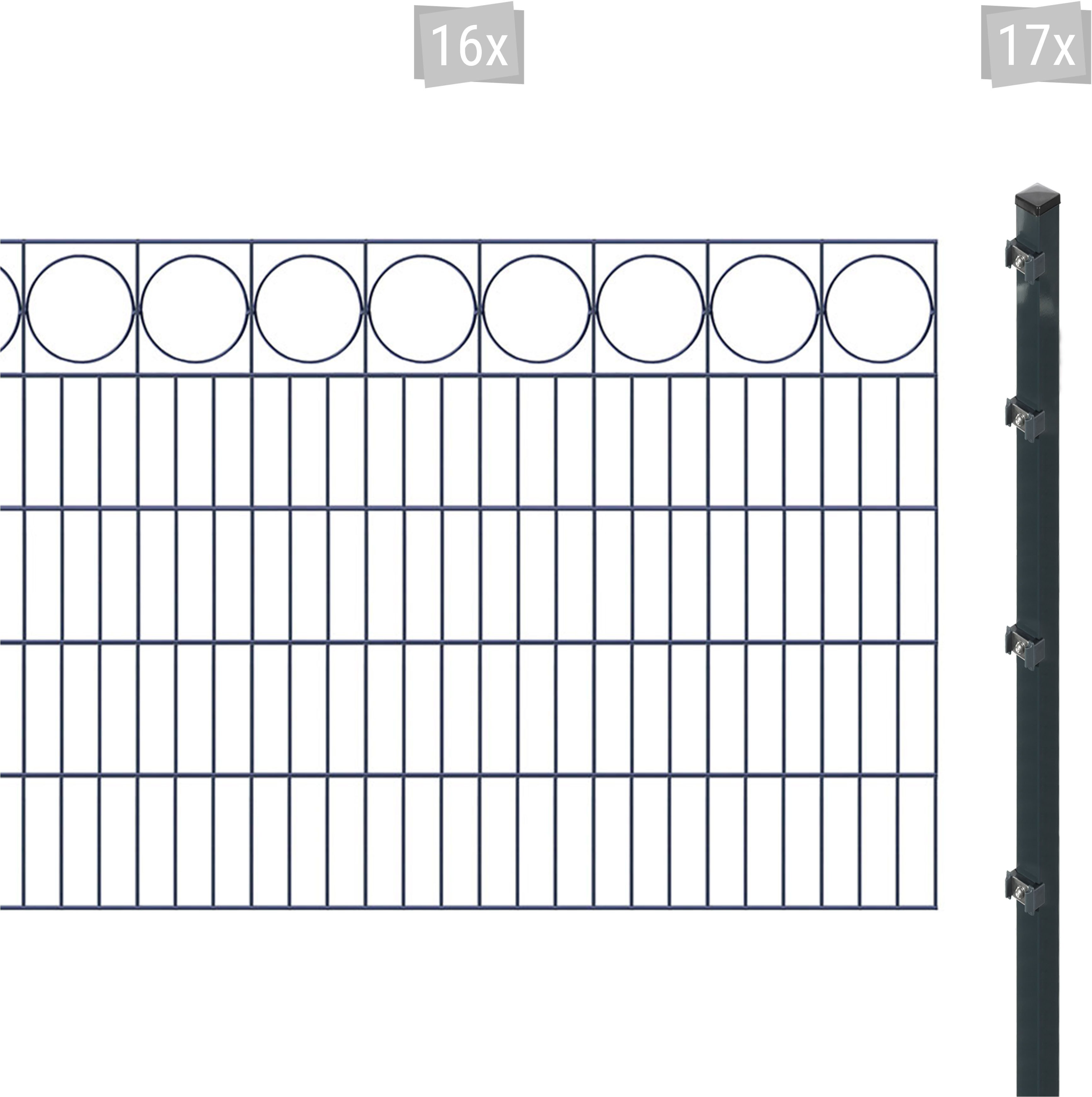 Arvotec Doppelstabmattenzaun ESSENTIAL 100 zum Einbetonieren "Ring" mit Zierleiste, (Set, 33-St), Zaunhöhe 100 cm, Zaunlänge 2 - 60 m