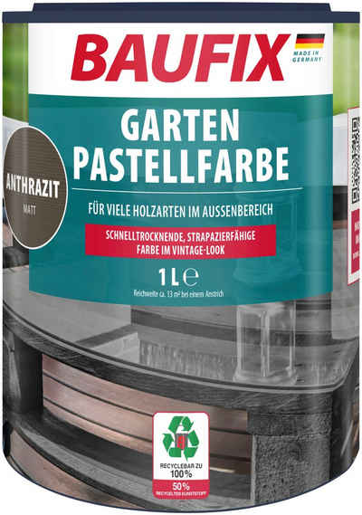Baufix Holzlack Garten Pastellfarbe, schnell trocknend, strapazierfähig, halbtransparent, 1L, matt