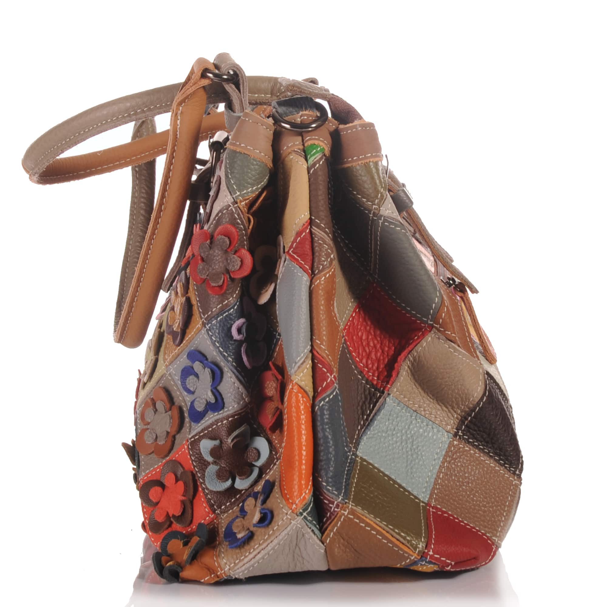 KMISSO Henkeltasche Damen Patchwork Leder Umhänge Schulter Handtasche Italien 30658 (1-tlg), im eleganten Look