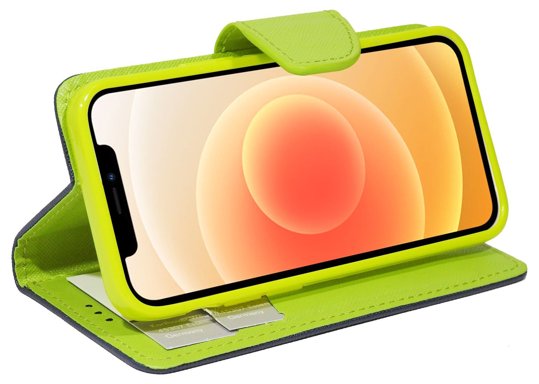 cofi1453 Handyhülle cofi1453® Buch Tasche "Fancy" für iPhone 12 Mini Handy Hülle Etui Brie