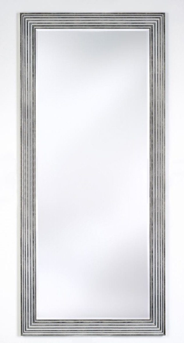 Casa Padrino Spiegel Luxus Wohnzimmer Spiegel Silber / Schwarz 87 x H. 187 cm - Wohnzimmer Accessoires