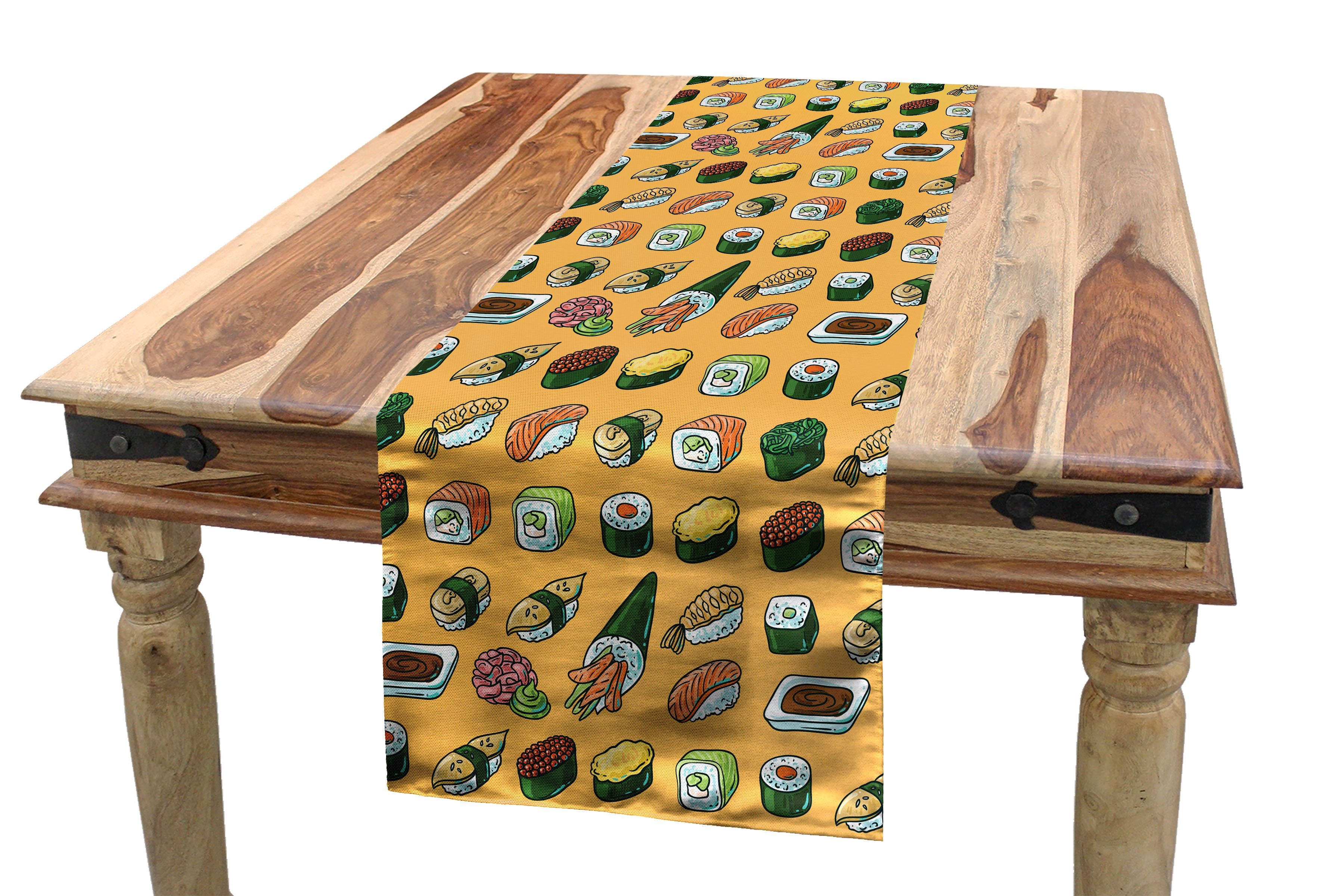 Abakuhaus Tischläufer Esszimmer Küche Rechteckiger Dekorativer Tischläufer, Wasabi Doodle von Sushi