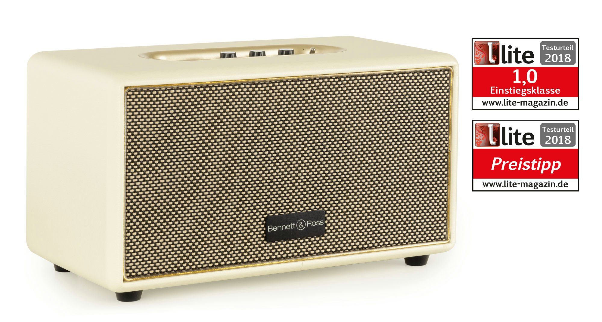 Bennett & Ross BB-860 Blackmore Stereoanlage (60 W, Retro Bluetooth Lautsprecher in Lederoptik)