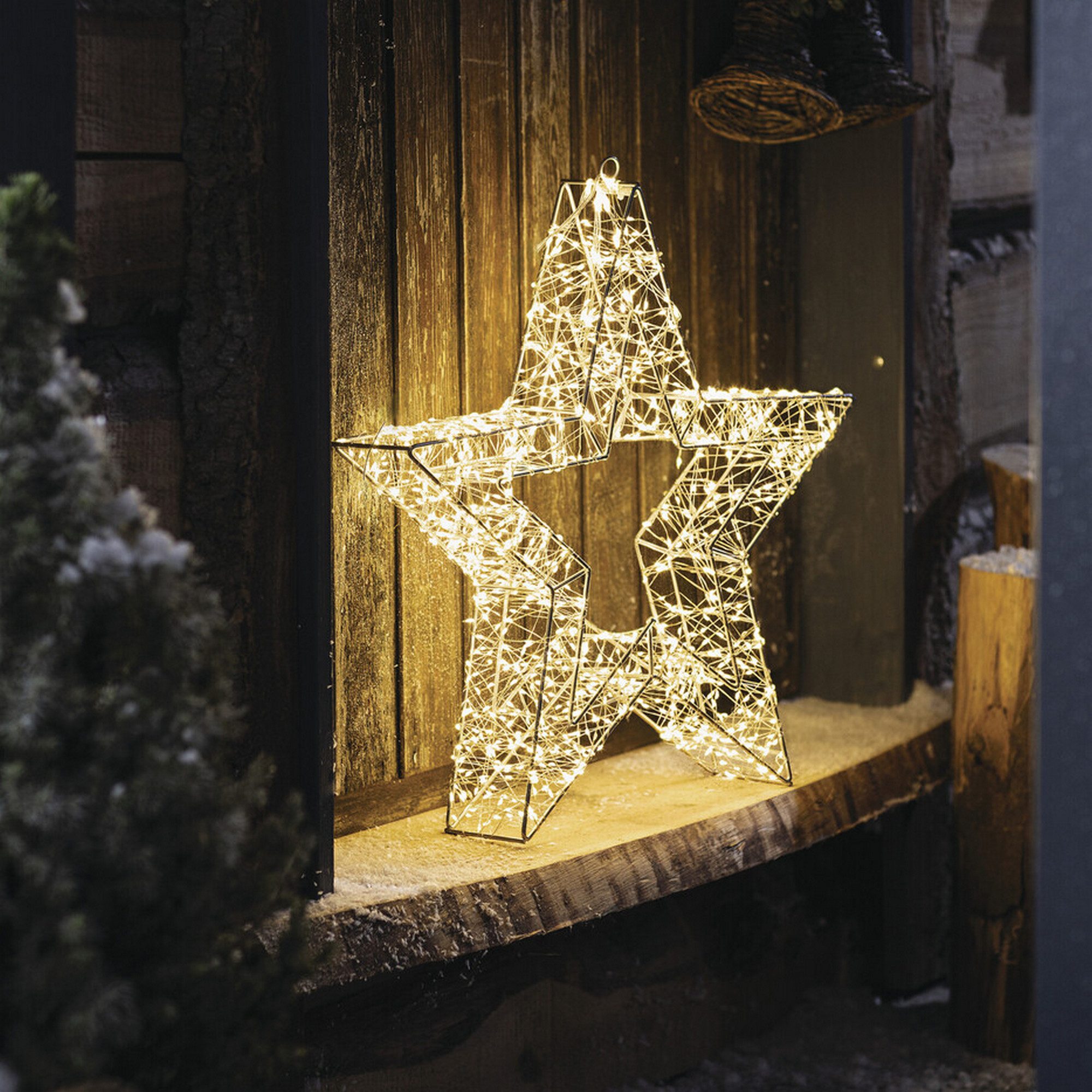 Frank Flechtwaren LED Dekolicht, LED-Stern Shine groß 50cm Outdoor