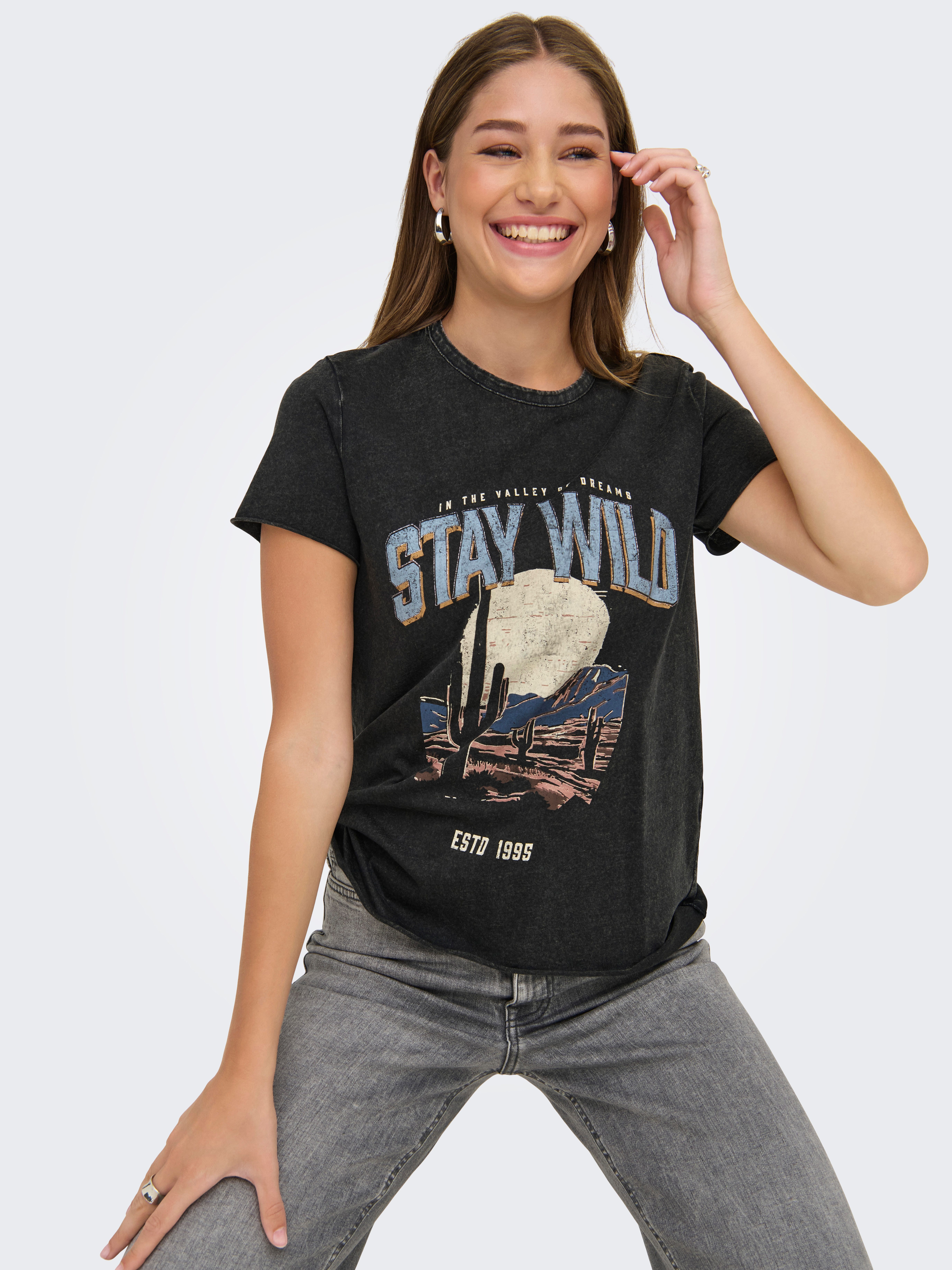 ONLY Rundhalsshirt ONLLUCY REG S/S TOP JRS NOOS unterschiedlich bedruckt günstig online kaufen