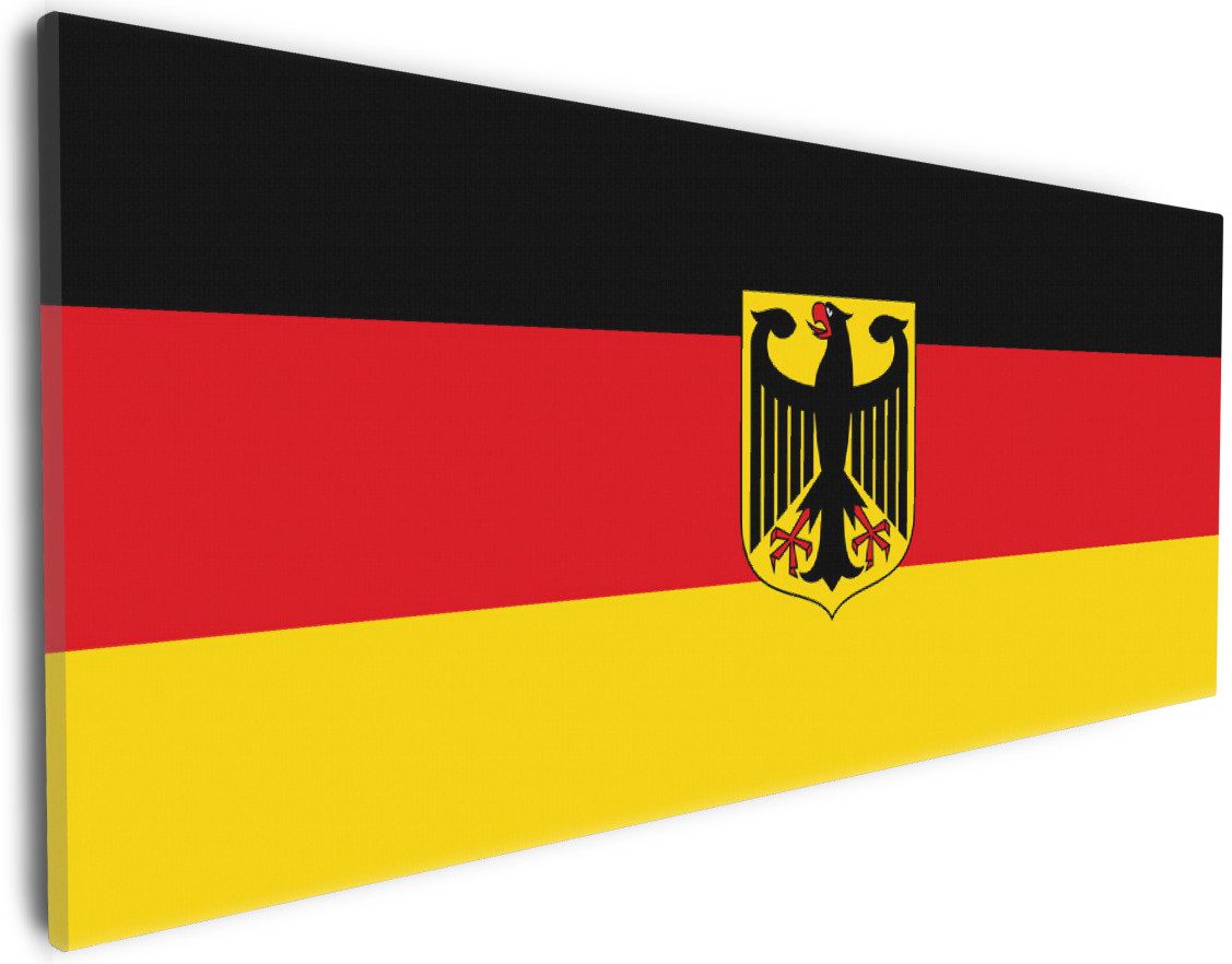 Wallario Leinwandbild, Deutsche Flagge mit Wappen, in verschiedenen Ausführungen