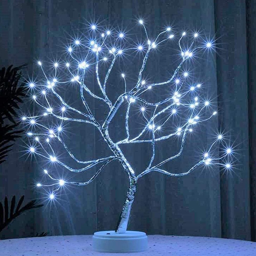 MUPOO LED Baum Künstlicher LED Bonsai Tischleuchte Dekolicht, USB-/Batterie-betrieben, 108 LEDs Kupferdrahtbaum, LED fest integriert, mit Touch-Schalter