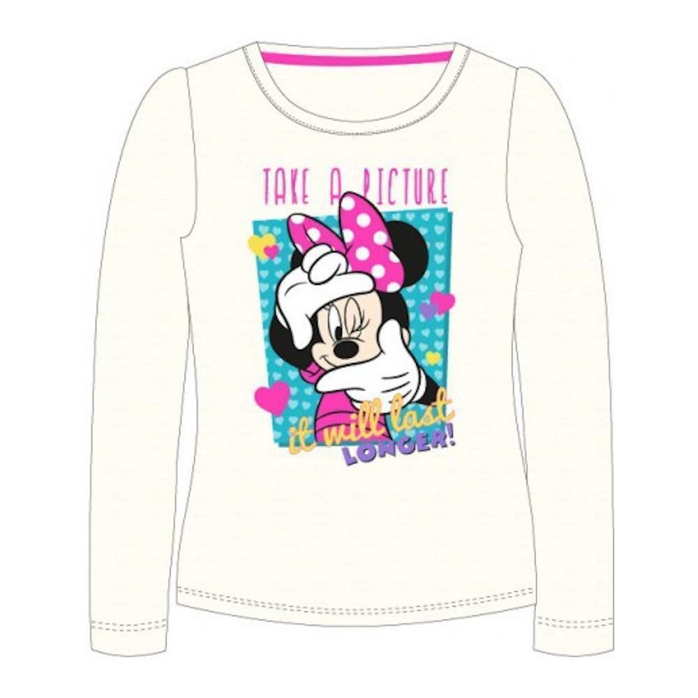 Disney Minnie Mouse T-Shirt Minnie Maus Langarm-Shirt "Take Adventure", Weiß & Rosa, Gr. 98–128