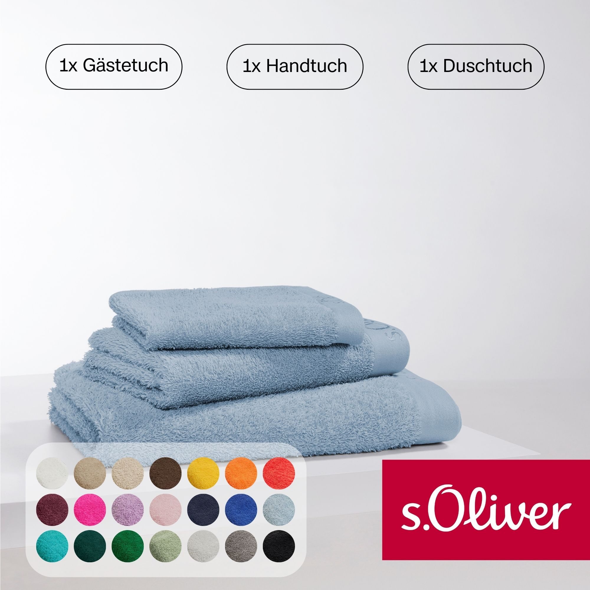 s.Oliver Handtuch Set s.Oliver, Premium Qualität, 600 gr/m², Walkfrottier (Set, 3-St), 1 Gästetuch 30x50 cm, 1 Handtuch 50x100 cm, 1 Duschtuch 70x140 cm