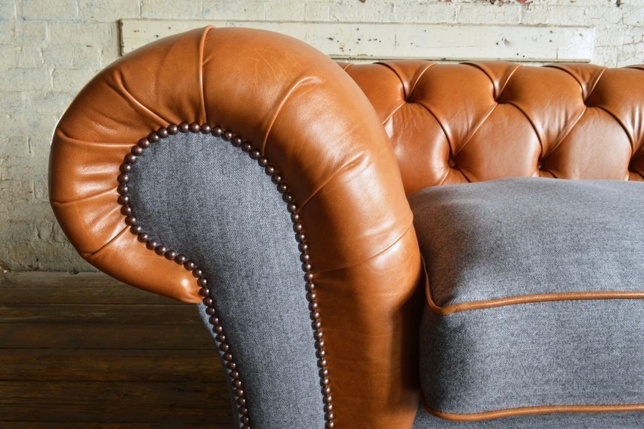 Design Polster Europe 3-Sitzer Chesterfield Sofa JVmoebel Luxus Made Garnitur in Sitz Leder, Couch