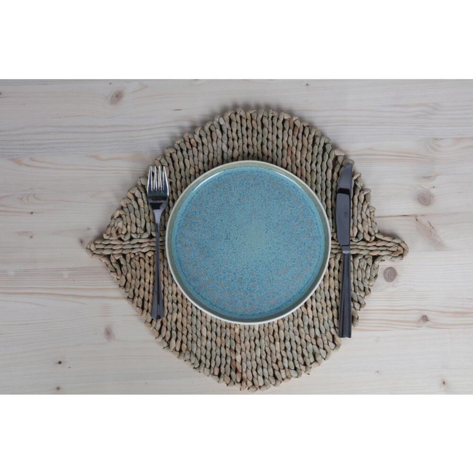 BURI Platzset 24x Platzset "Leaf" Blatt 41x36cm geflochten Esstisch Deko Matte Unter