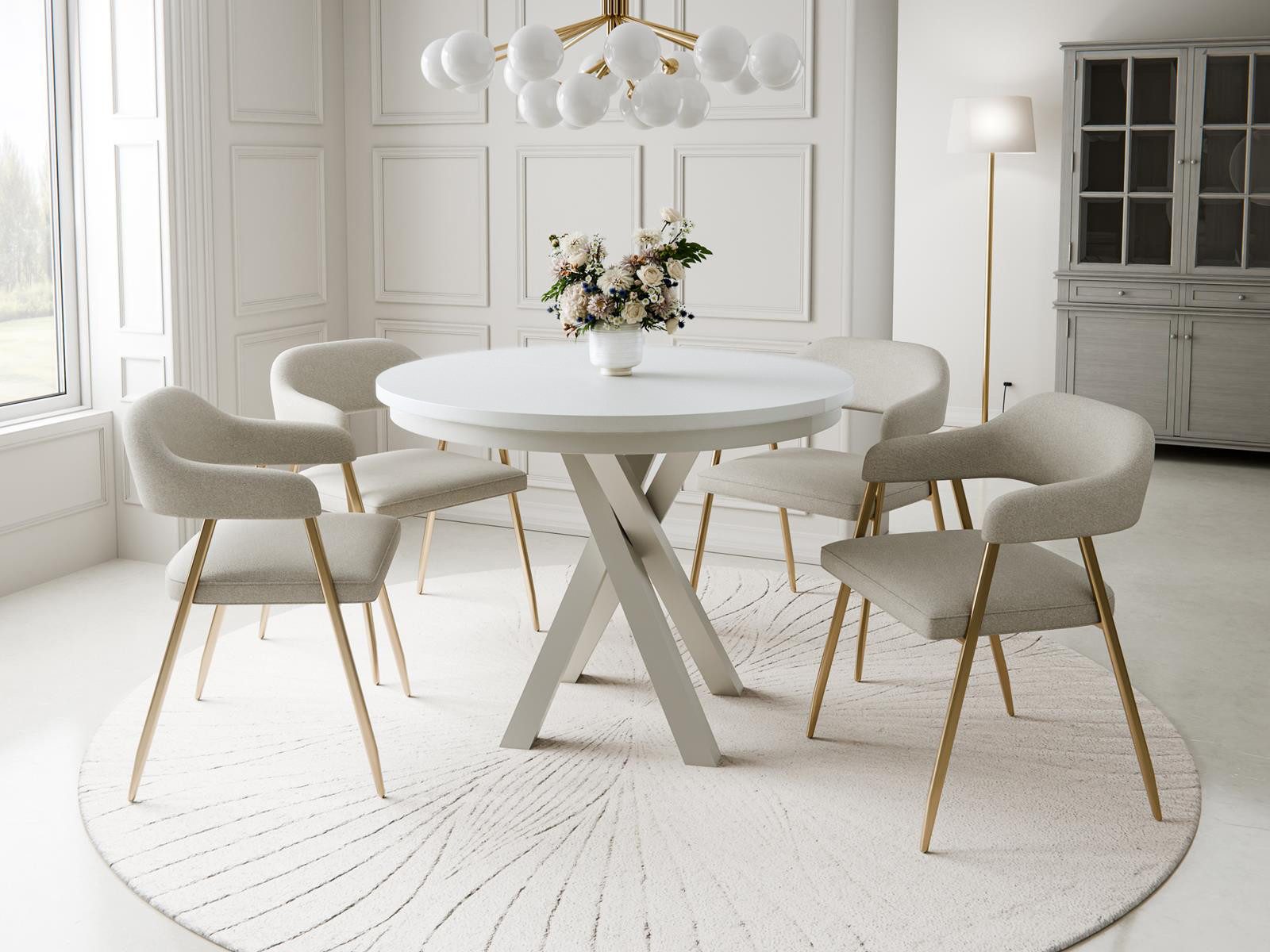 Compleo Esstisch Esszimmer, Modern, Japandi, Industrial - Küchentisch - Runder LOFTO, Esszimmertisch, Kaschmir