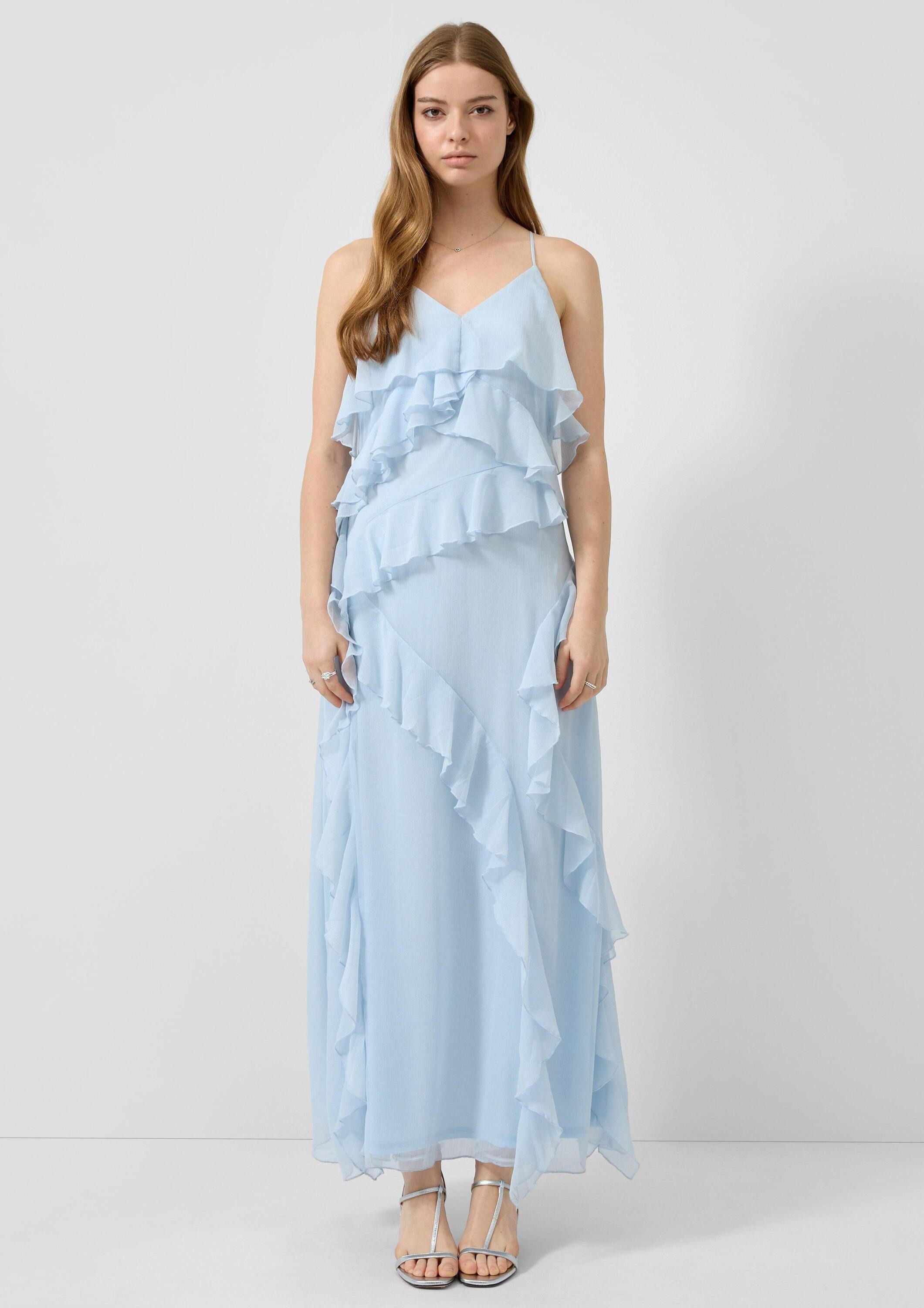QS Maxikleid Kleid Langes Chiffonkleid mit Volants