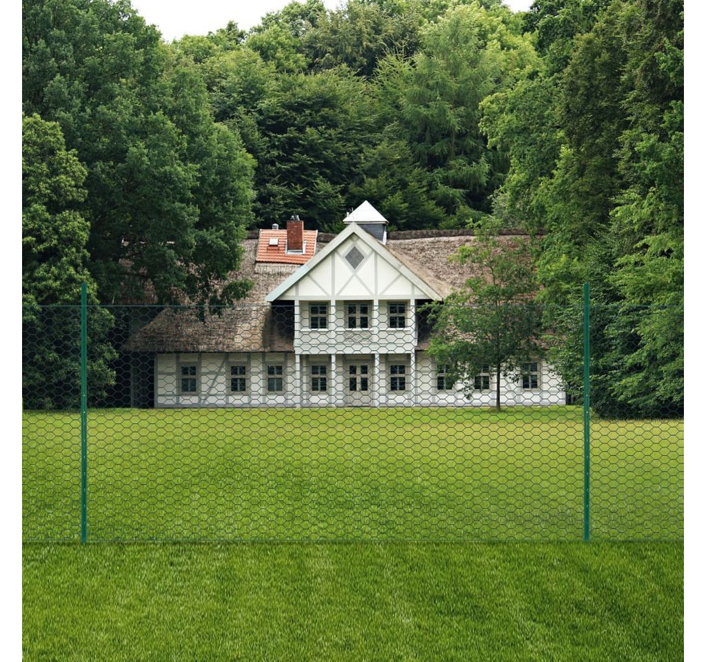Thumbnail - vidaXL Gartenzaun Maschendrahtzaun mit Pfosten Stahl 25 x 1,5 m Grün, (1-St)