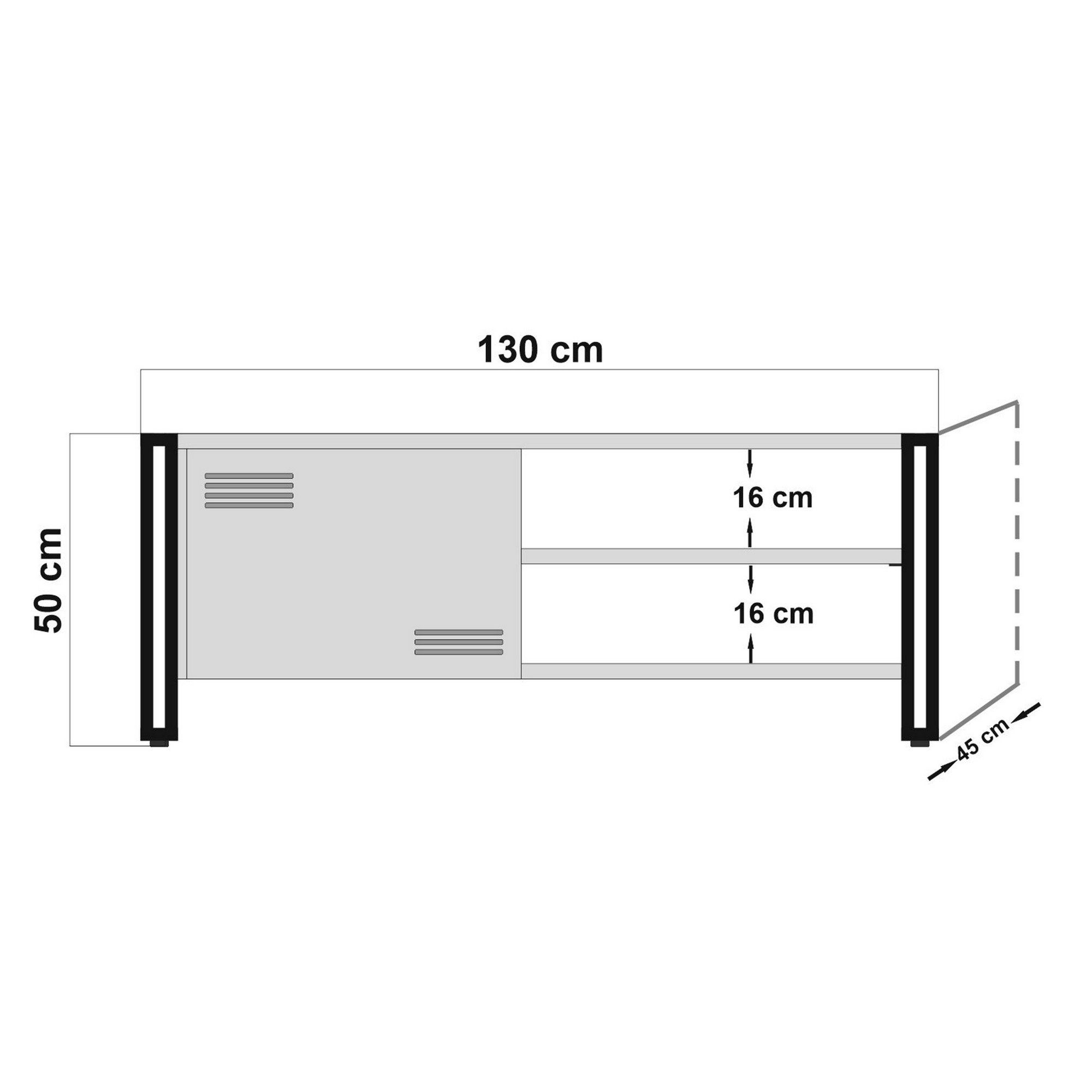 50x130x45 cm, TV-Schrank Schränke, Decor Melaminbeschichtete Skye 100% Partikelplatte