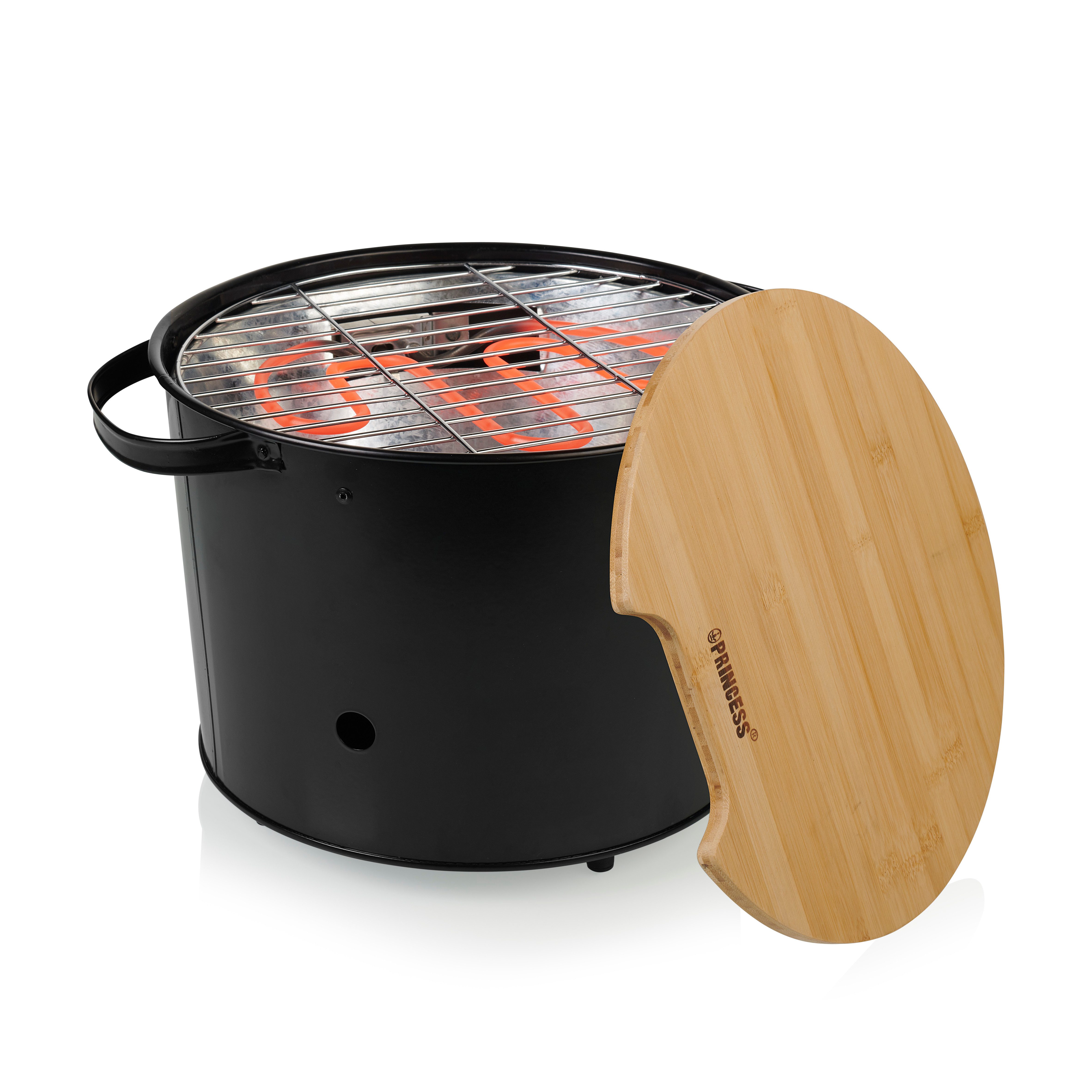 PRINCESS Elektrogrill 112240, 1400 W, Holzkohle- oder Elektrogrill - Ø 32 cm - 1400 W