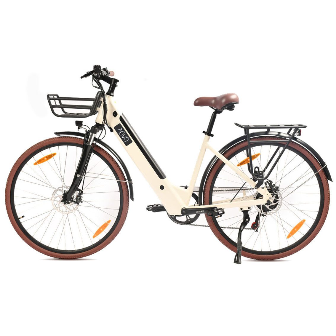 Docrooup E-Bike 28zoll e bike damen herren 36V/10Ah Li-lon akku,AOVO 700C citybike, 250W Heckmotor, (SHIMANO 6-Gang,16km/h,bis 55-65km, Tragfähigkeit 120kg), LED-Scheinwerfer, Frontkorb, Gepäckträger