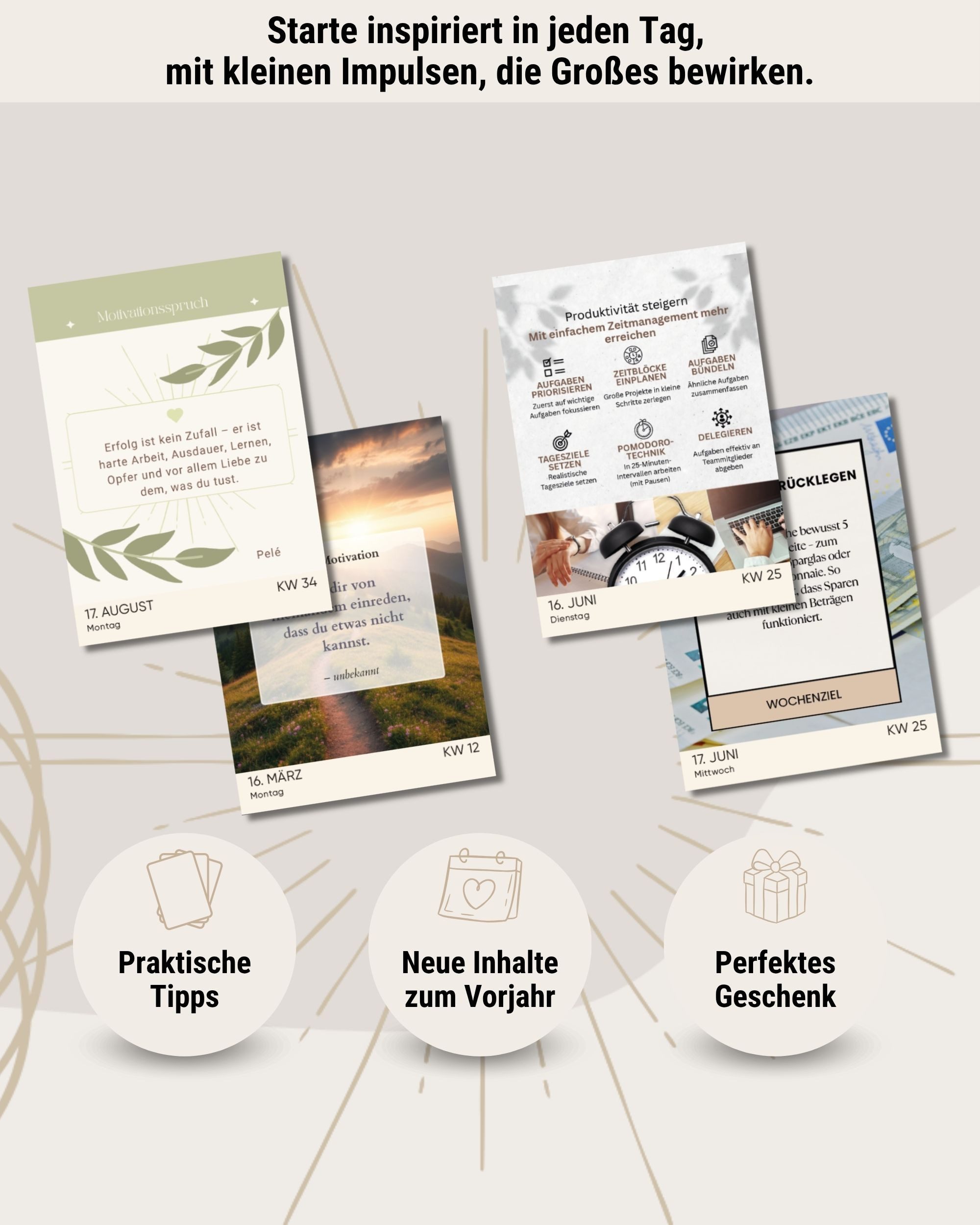 BeginnerBudget Schreibtischkalender Abreisskalender 2026 Täglich zur Motivation Achtsamkeitskalender 365, mit Finanztipps & Übungen, Tischaufsteller