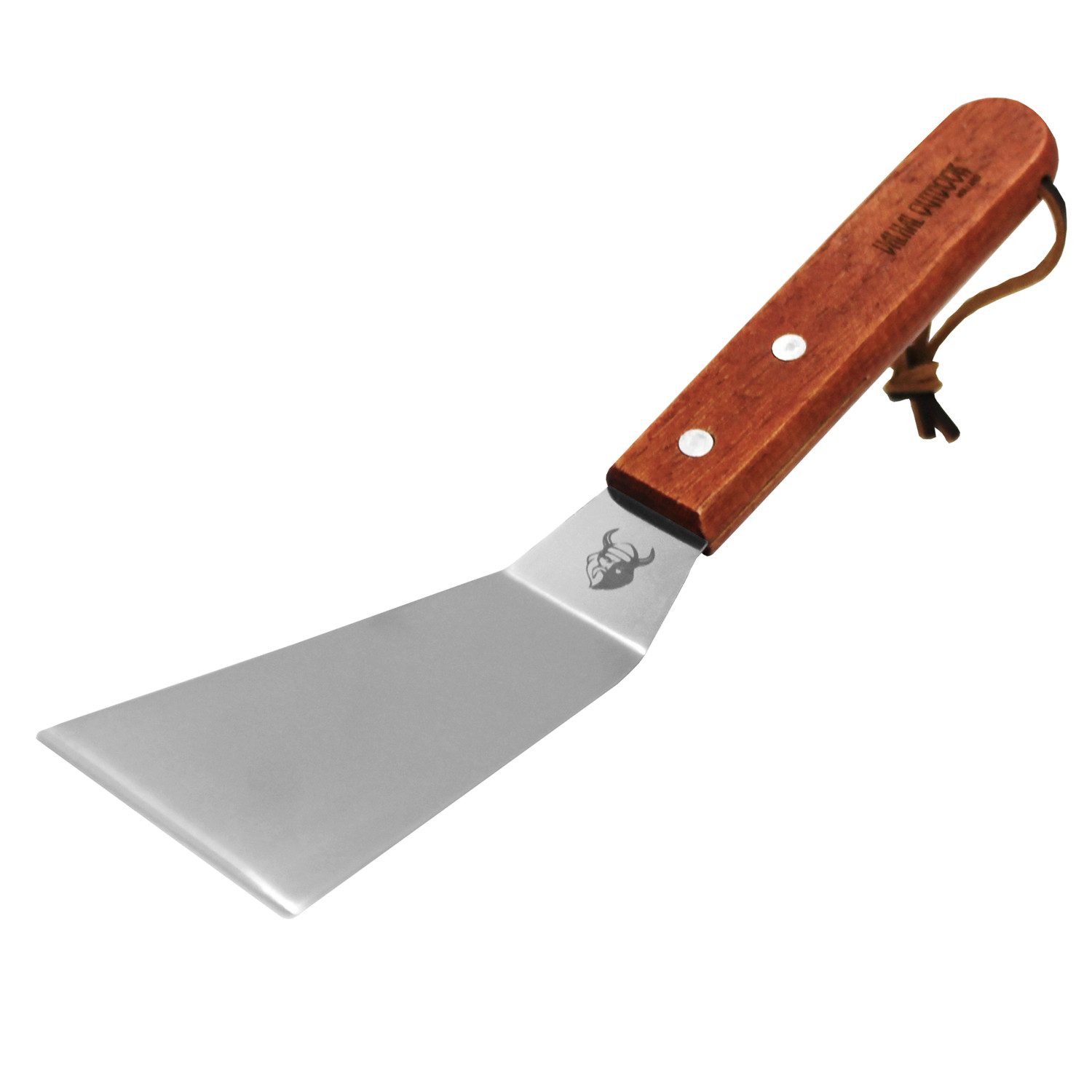 VALHAL OUTDOOR Grillspachtel Valhal Outdoor Flexibler Spatel - Edelstahl/Holz - Echtlederkordel