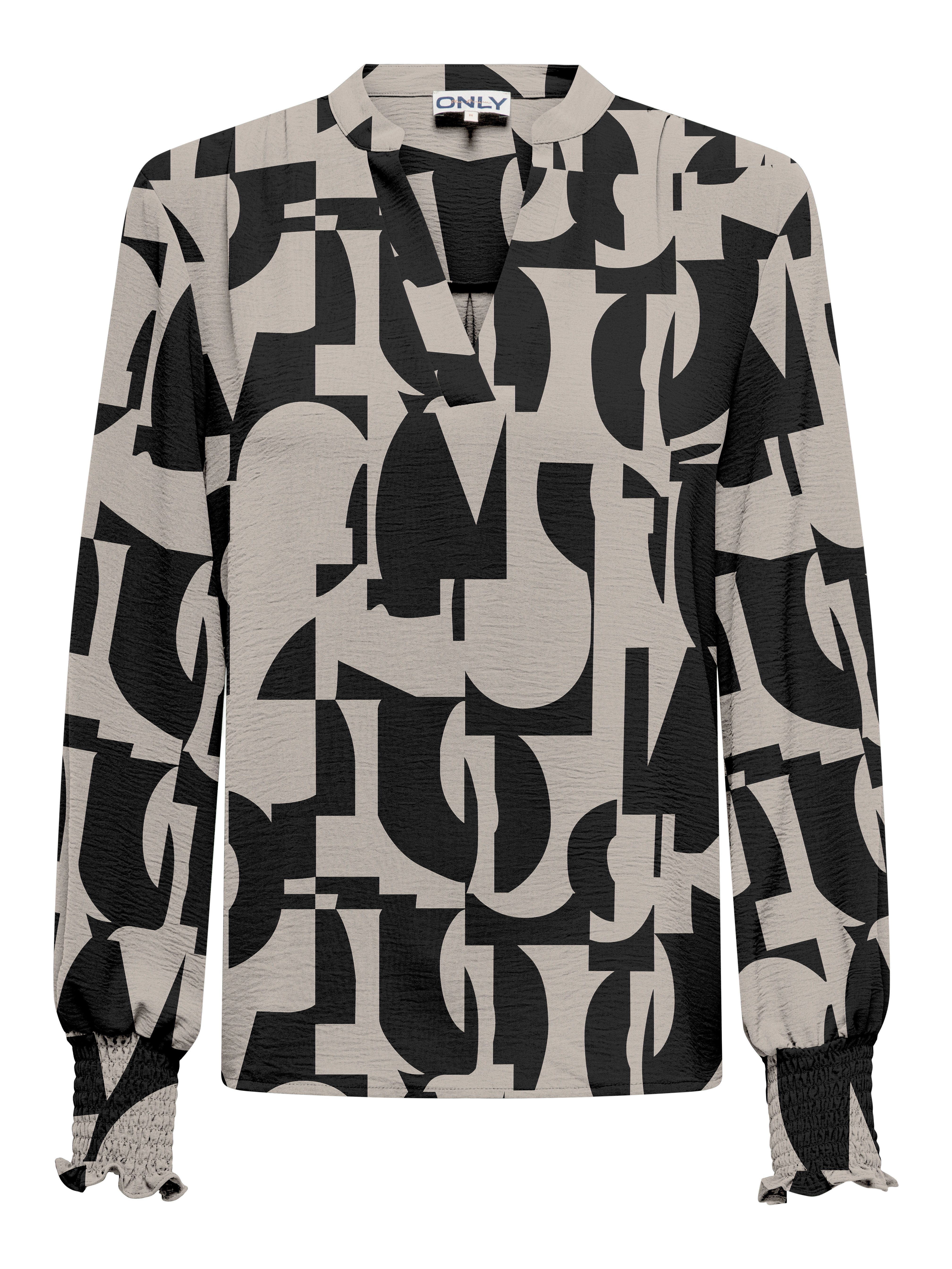 ONLY Blusenshirt ONLMETTE V-NECK LS SMOCK TOP NOOS WVN Kunstfaser, regular fit – Bild 3 von 4