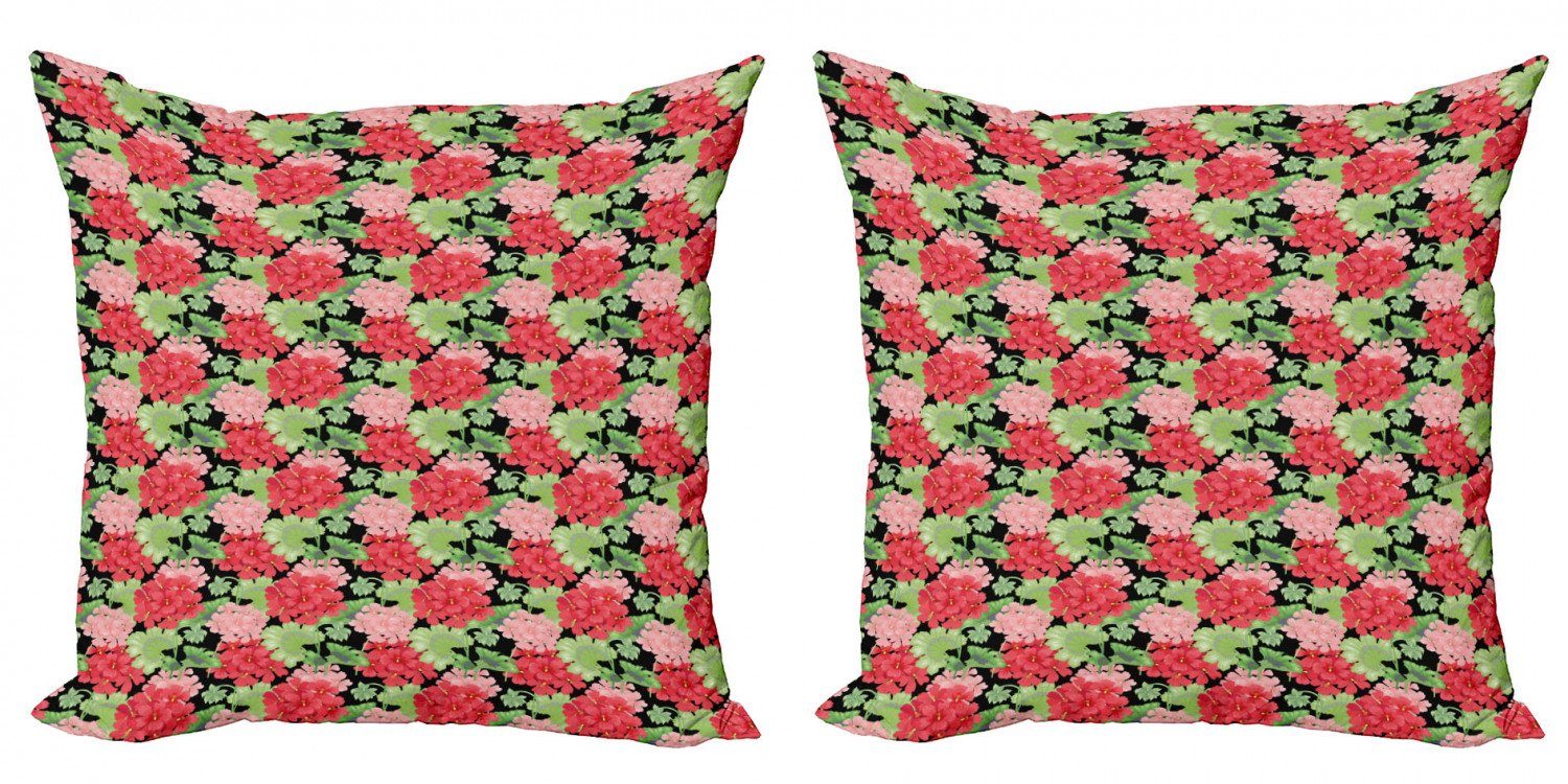 Kissenbezüge Modern Accent Doppelseitiger Digitaldruck, Abakuhaus (2 Stück), Pelargonien Victorian Flowers Leaves