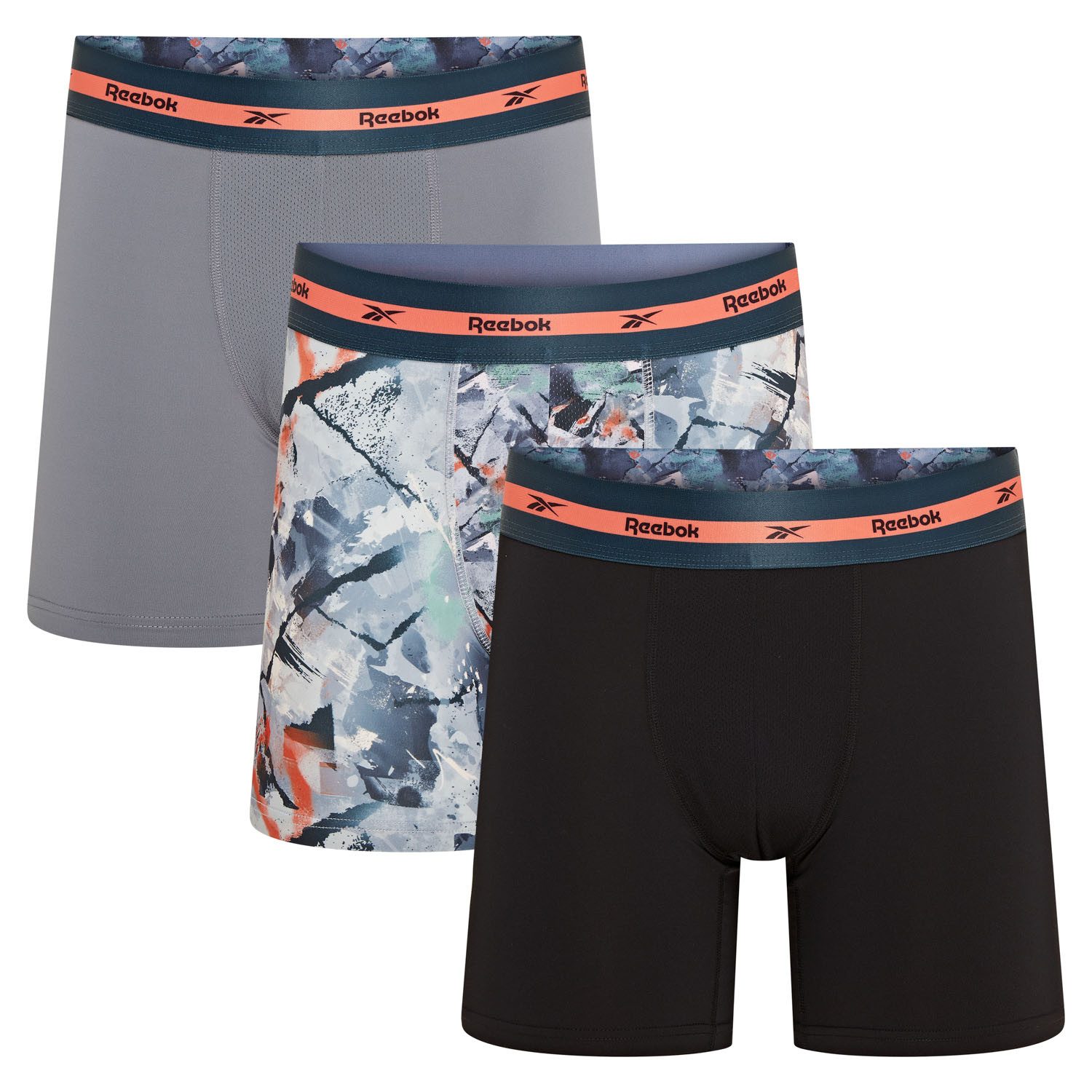 Reebok Trunk LUTHER (3er Pack) basic, feuchtigkeitsregulierend, mit Logo, mit Muster, breiter Bund