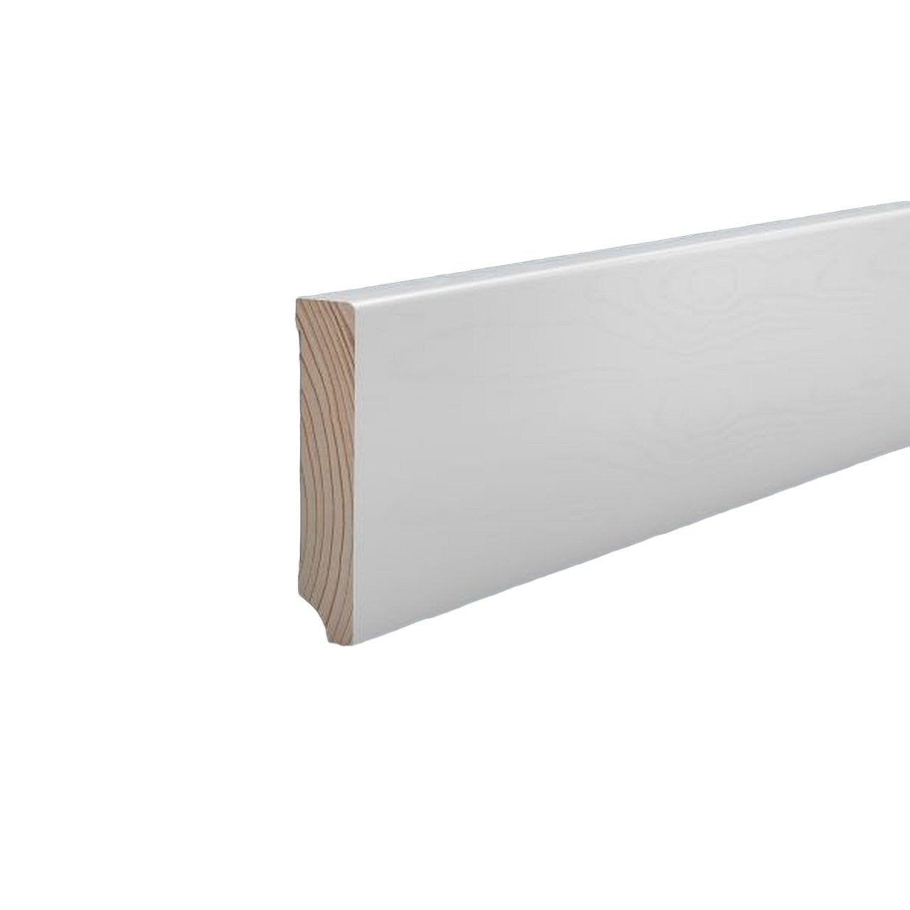 Südbrock Sockelleiste Sockelleiste weiß Holz 16 x 80 mm Kiefer lackiert RAL 9016 Fußleiste, L: 250 cm, H: 8 cm, 1-St.