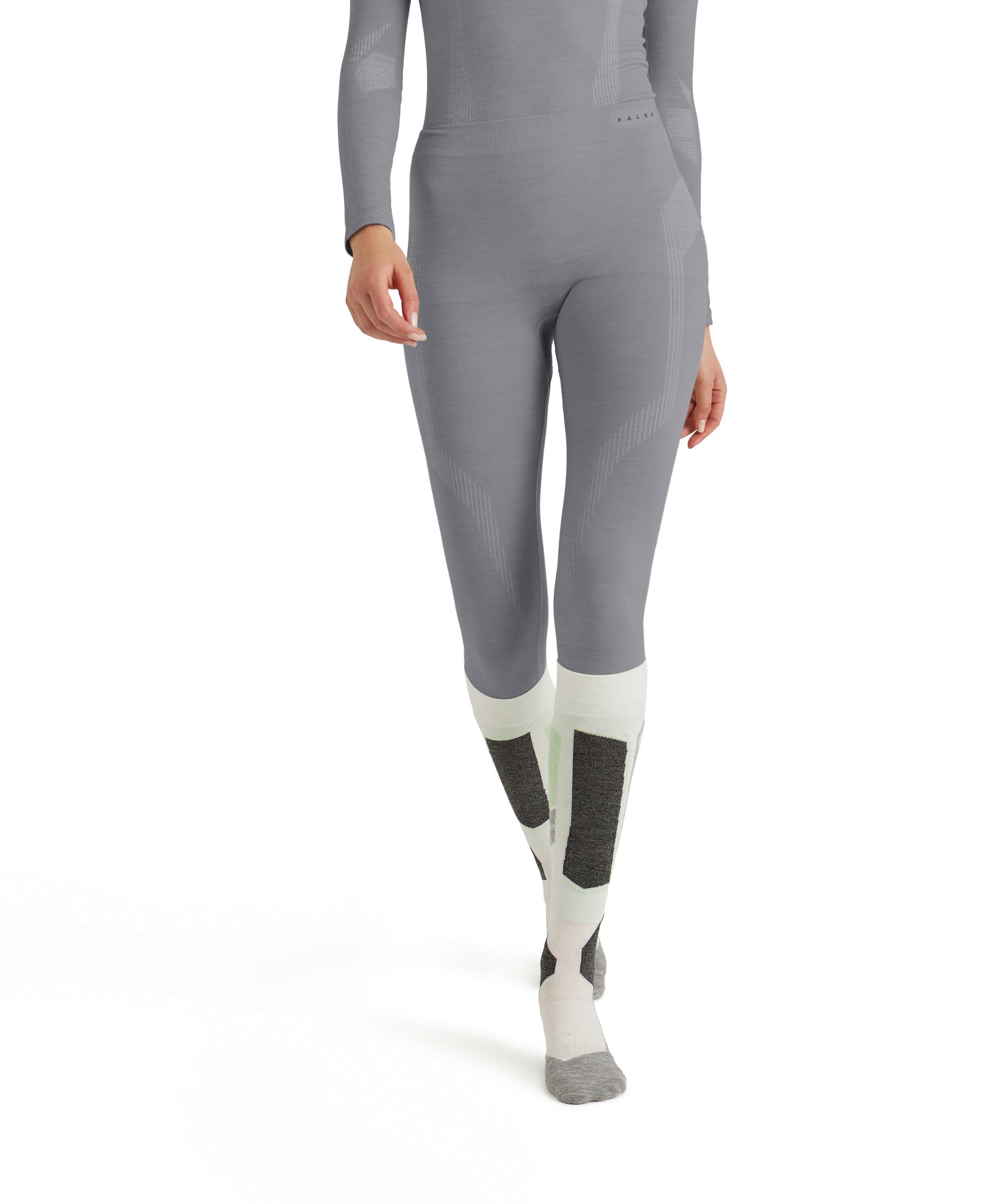 FALKE Thermounterhose Wool-Tech (1-St) aus Merinowolle für kalte bis sehr kalte Temperaturen grey-heather (3757)