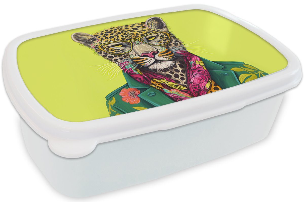 Mädchen Lunchbox für Brotdose, - Farben, weiß und Brotbox (2-tlg), Erwachsene, Panther Tier MuchoWow - Jungs Brillen Kunststoff, - für Kinder und