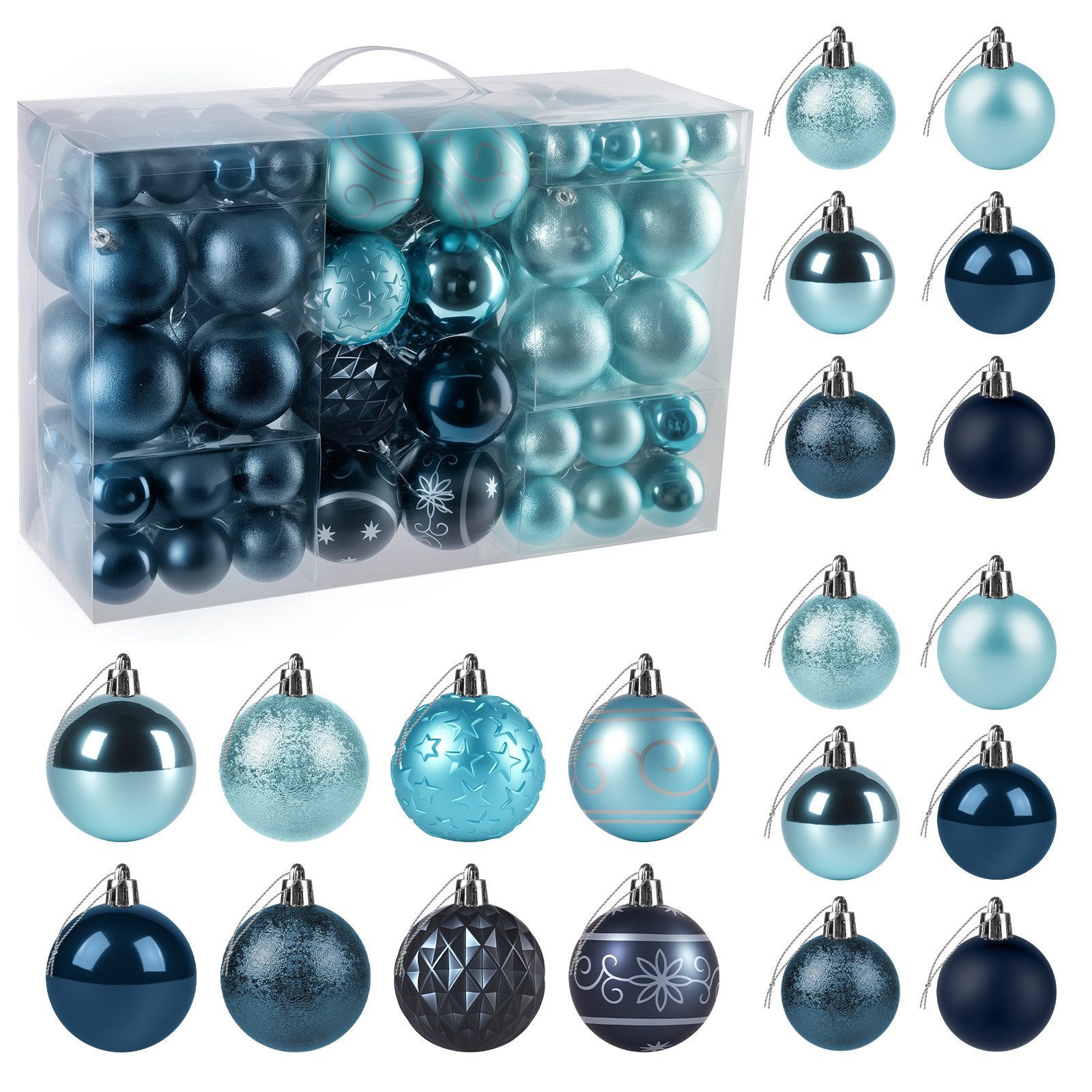 Weihnachtsbaumkugel 100-teilig Christbaumkugeln Set Weihnachtsbaumschmuck Weihnachtsdeko